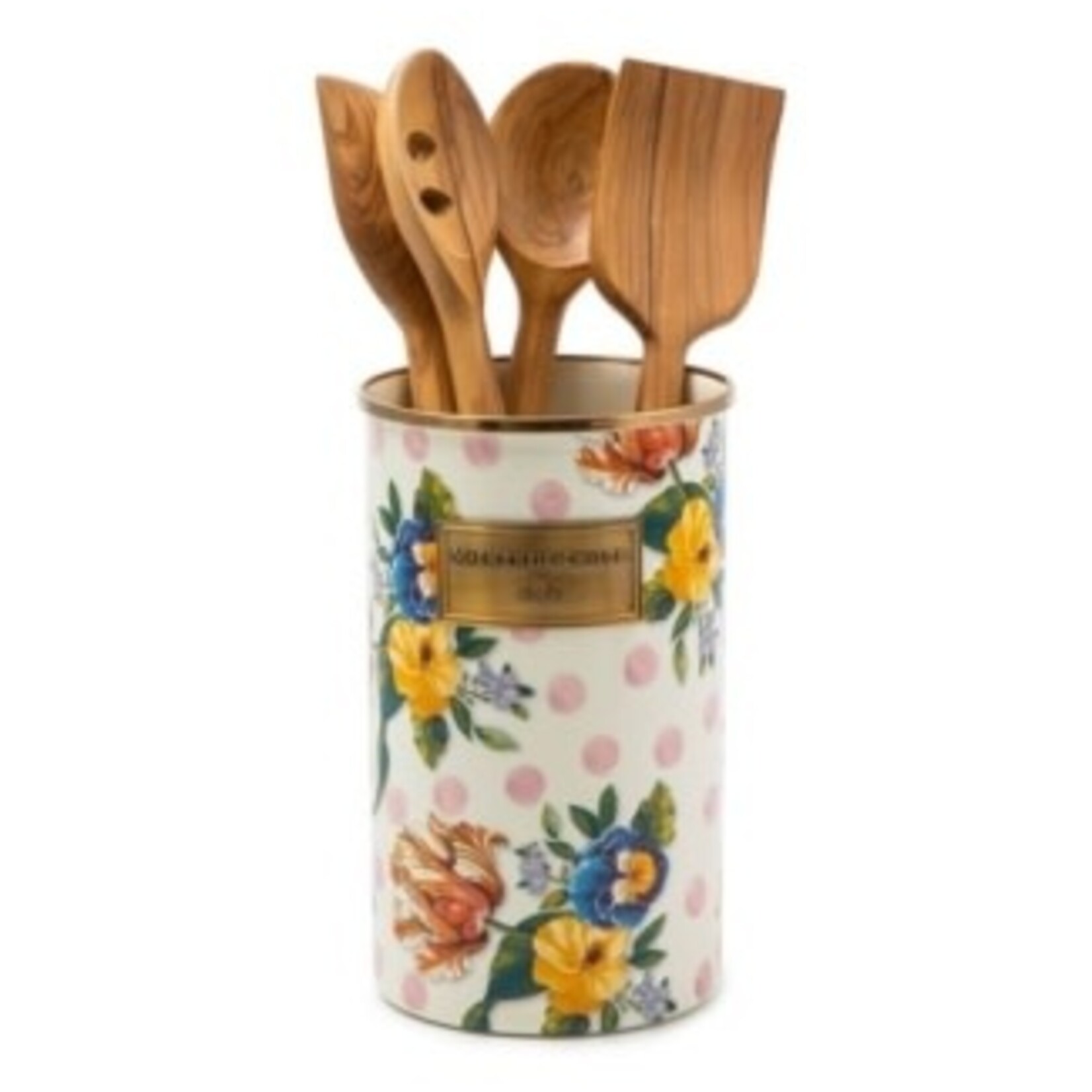 MacKenzie-Childs wildflowers enamel utensil holder - pink