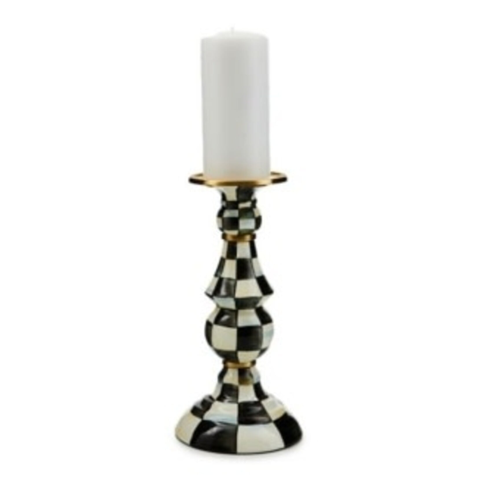 MacKenzie-Childs courtly check large pillar candlestick