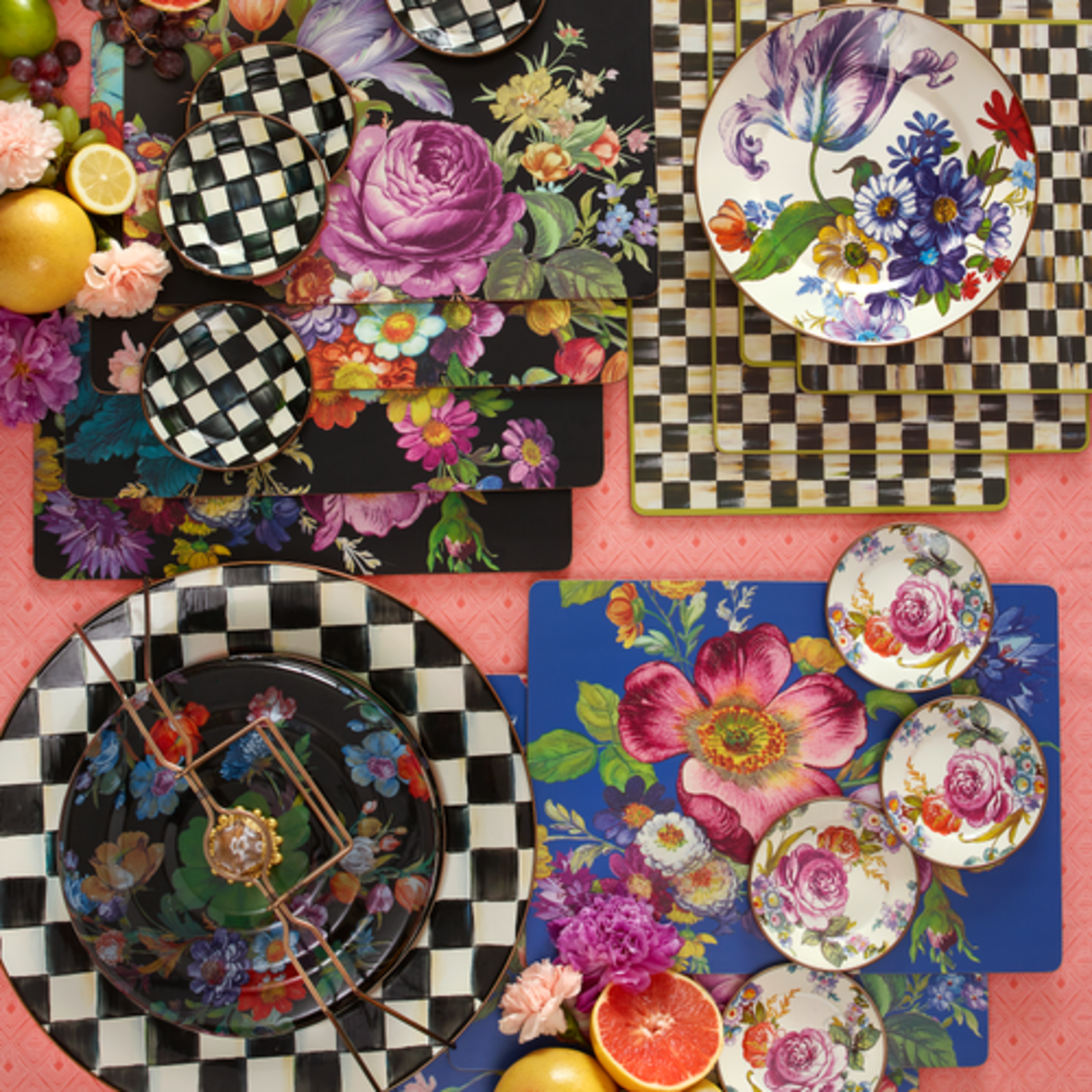 MacKenzie-Childs courtly check appetizer plates, set of 4