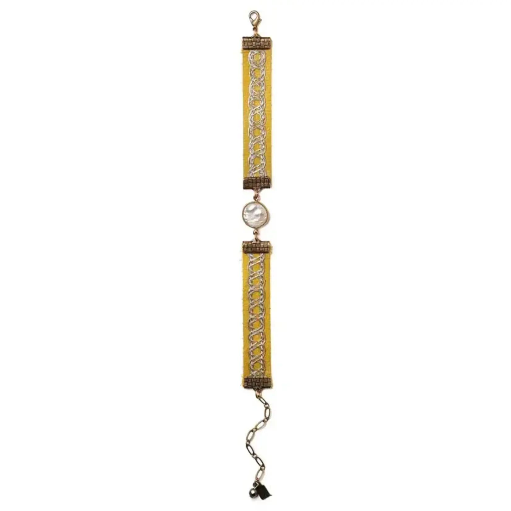 Elements, Jill Schwartz Drusilla Bracelet in Yellow and Silver with Coin Pearl