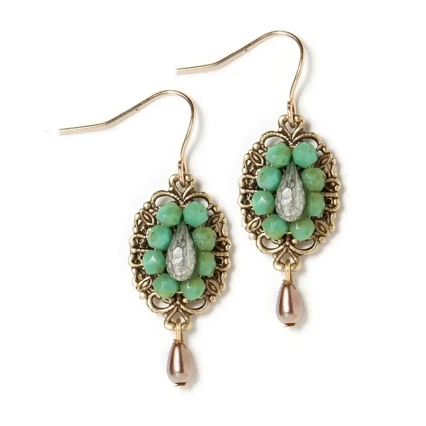 Elements, Jill Schwartz Robin's Nest Faceted Czech Beads Dangle Earrings