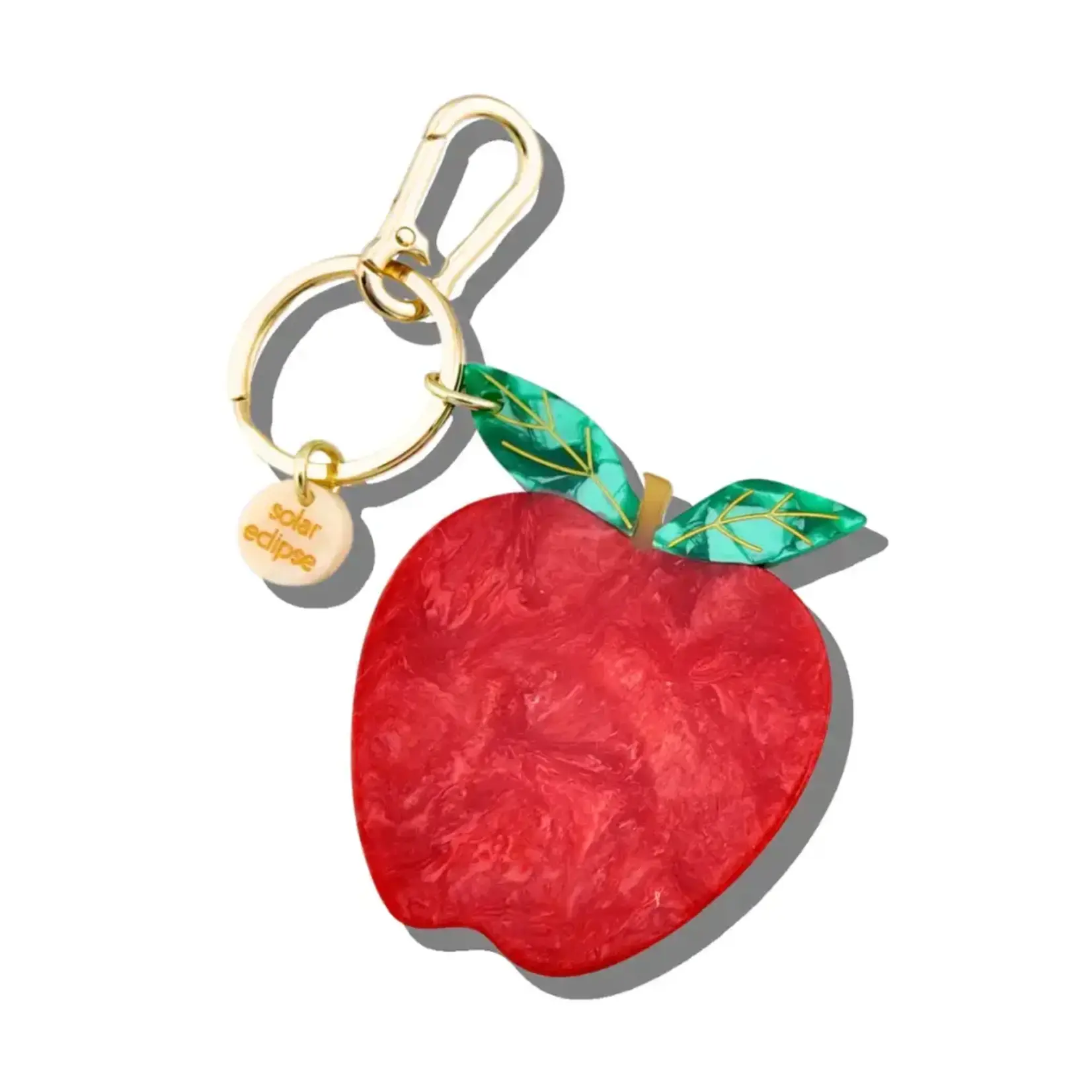 Solar Eclipse Hand-Painted Apple Bag Charm + Keychain | Eco-Friendly