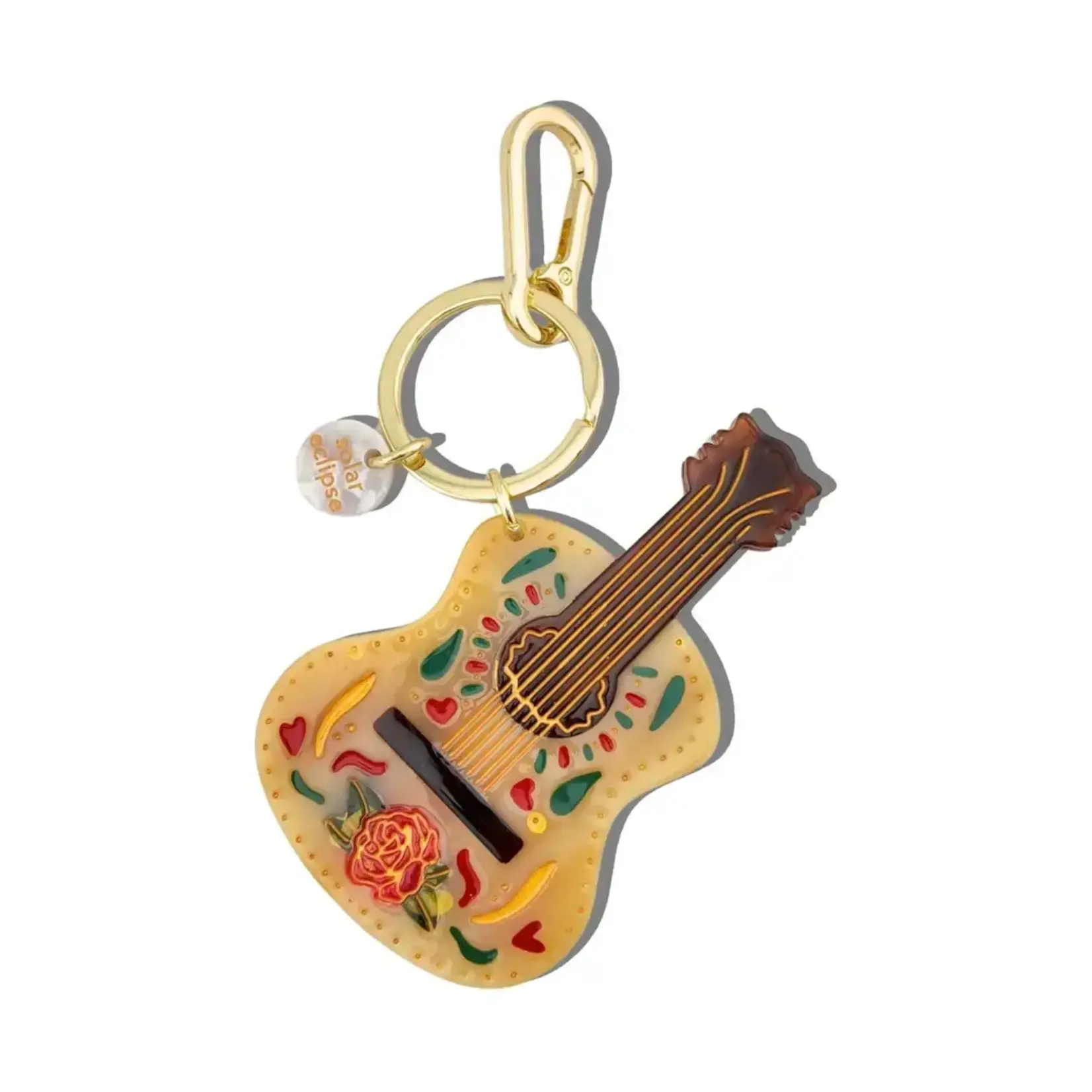 Solar Eclipse Hand-Painted Dia De Las Brujas Guitar Bag Charm + Key Chain