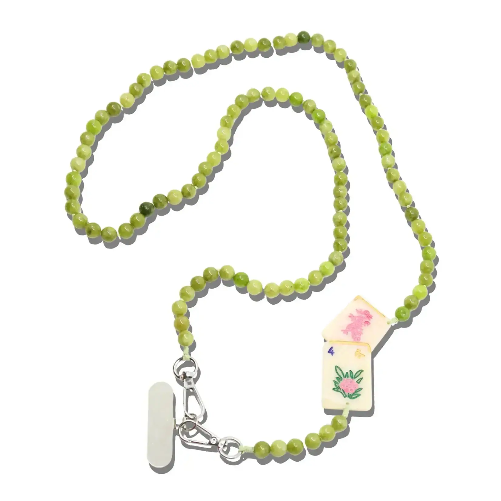 Solar Eclipse Hand-Painted Flower Mahjong Crossbody Phone Chain