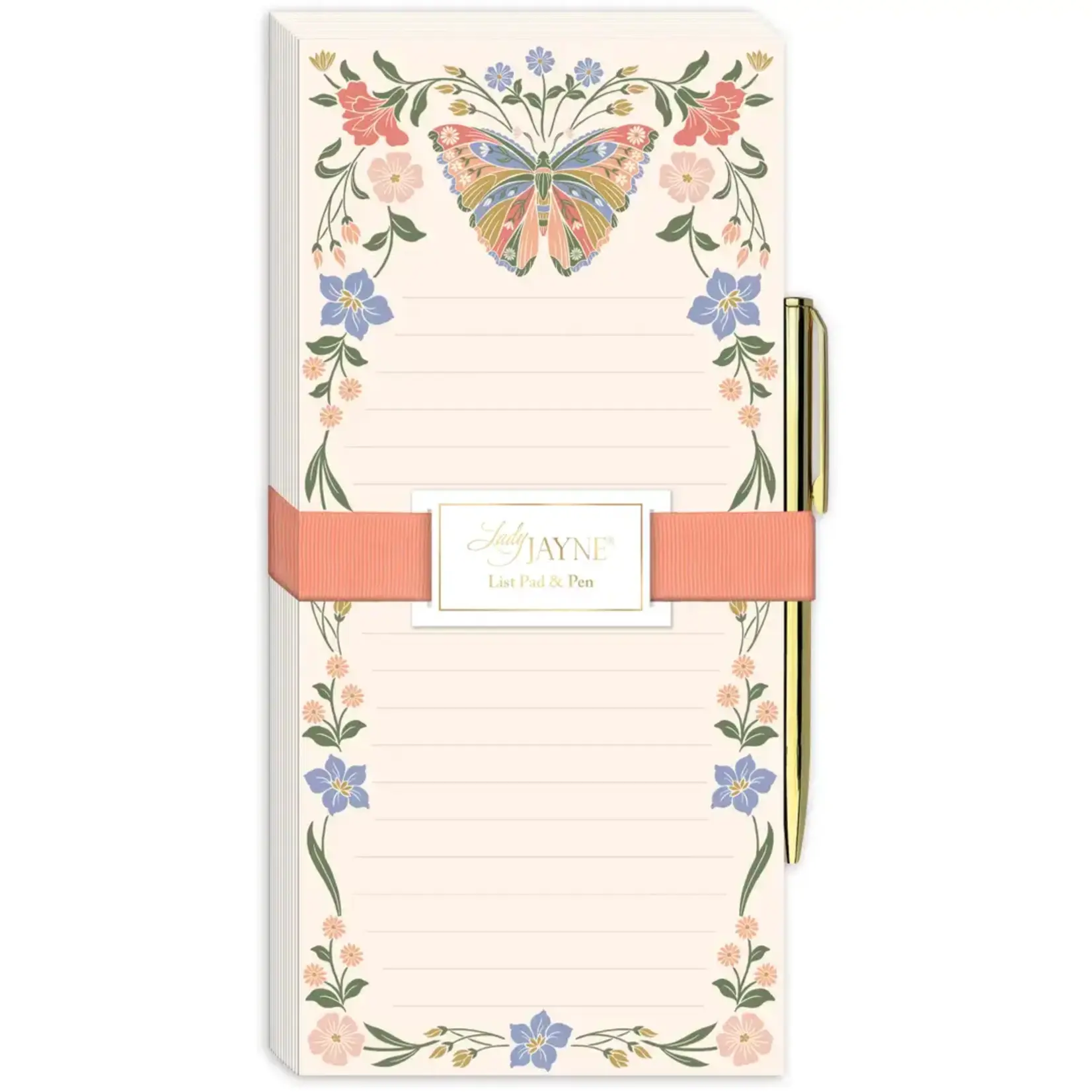 Lady Jayne Butterfly Magnetic List Pad with Pen