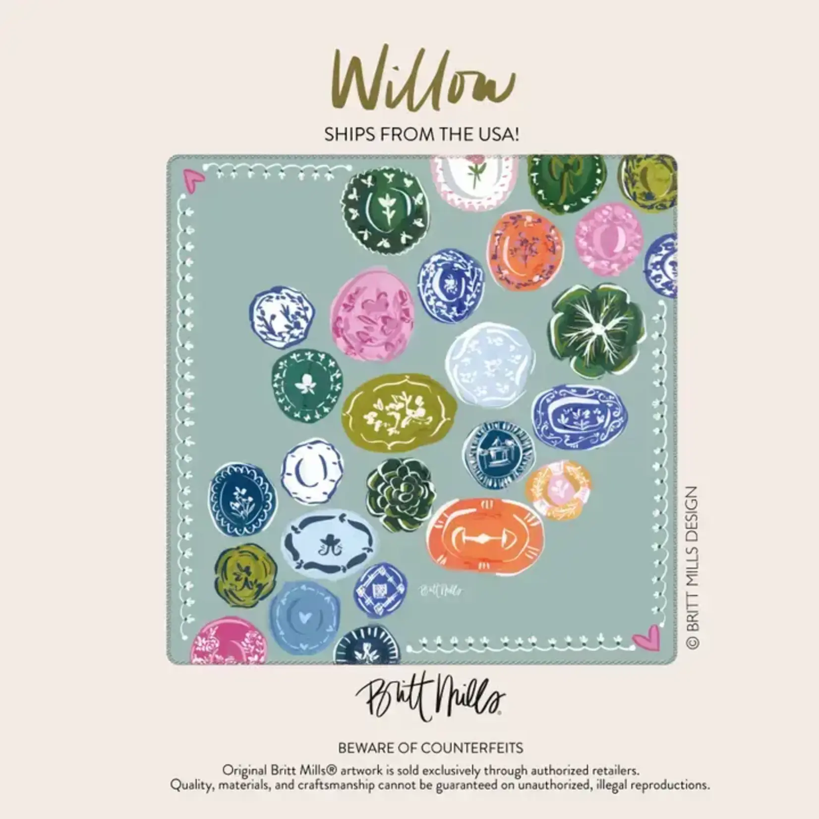 Britt Mills Design Willow Neoprene Mahjong Mat