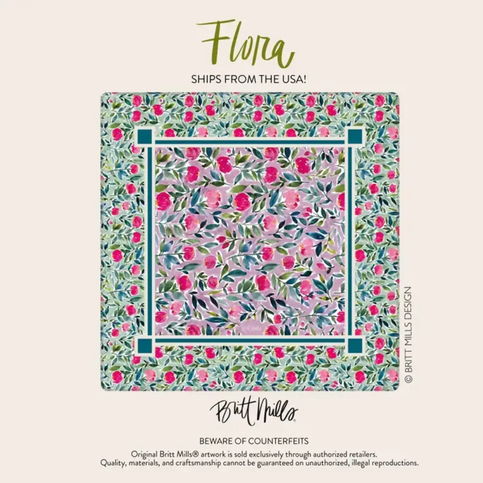 Britt Mills Design Flora Neoprene Mahjong Mat