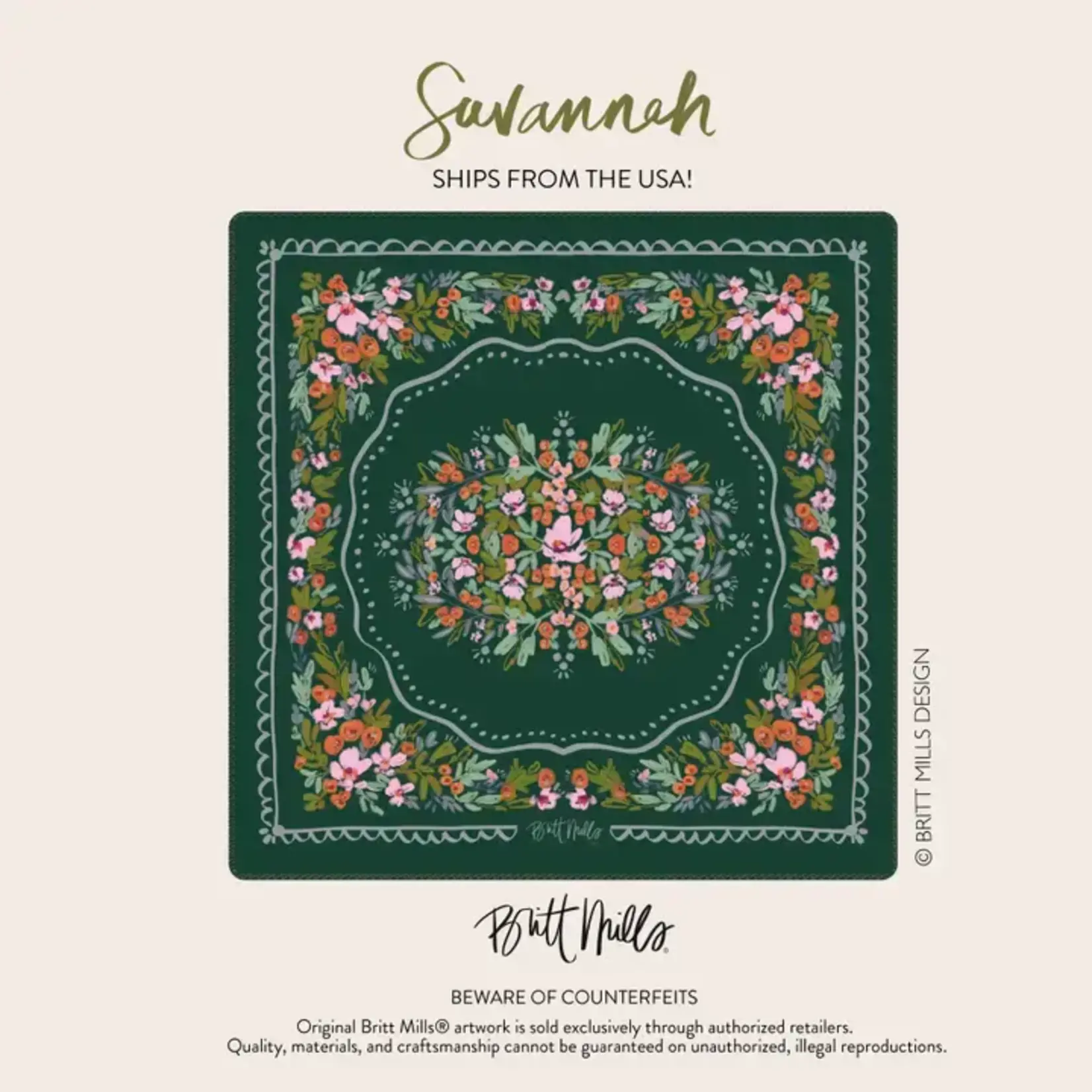 Britt Mills Design Savannah Neoprene Mahjong Mat