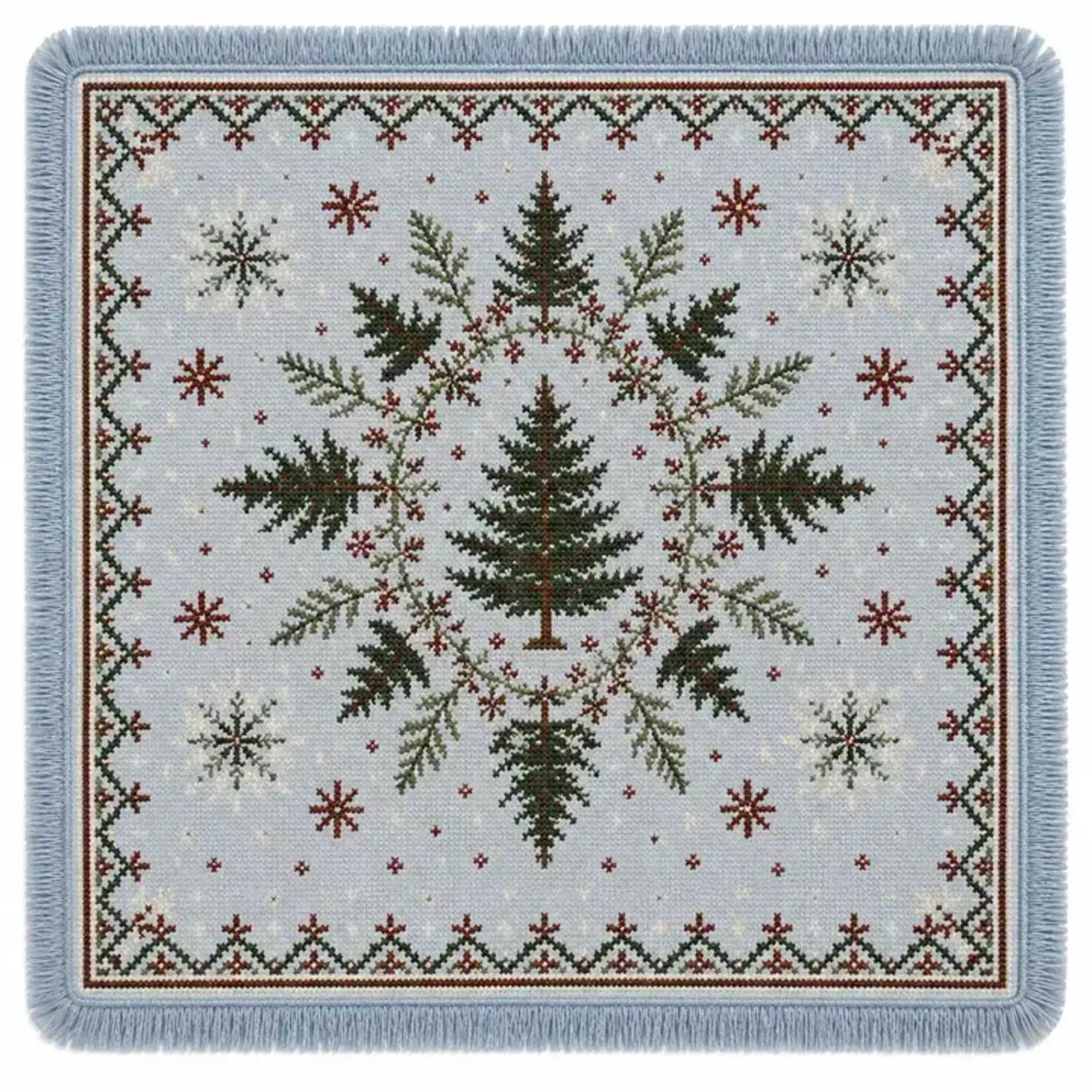 Tala Mahj Sweater Weather Holiday Mahjong Mat with Winter Blue Fringe