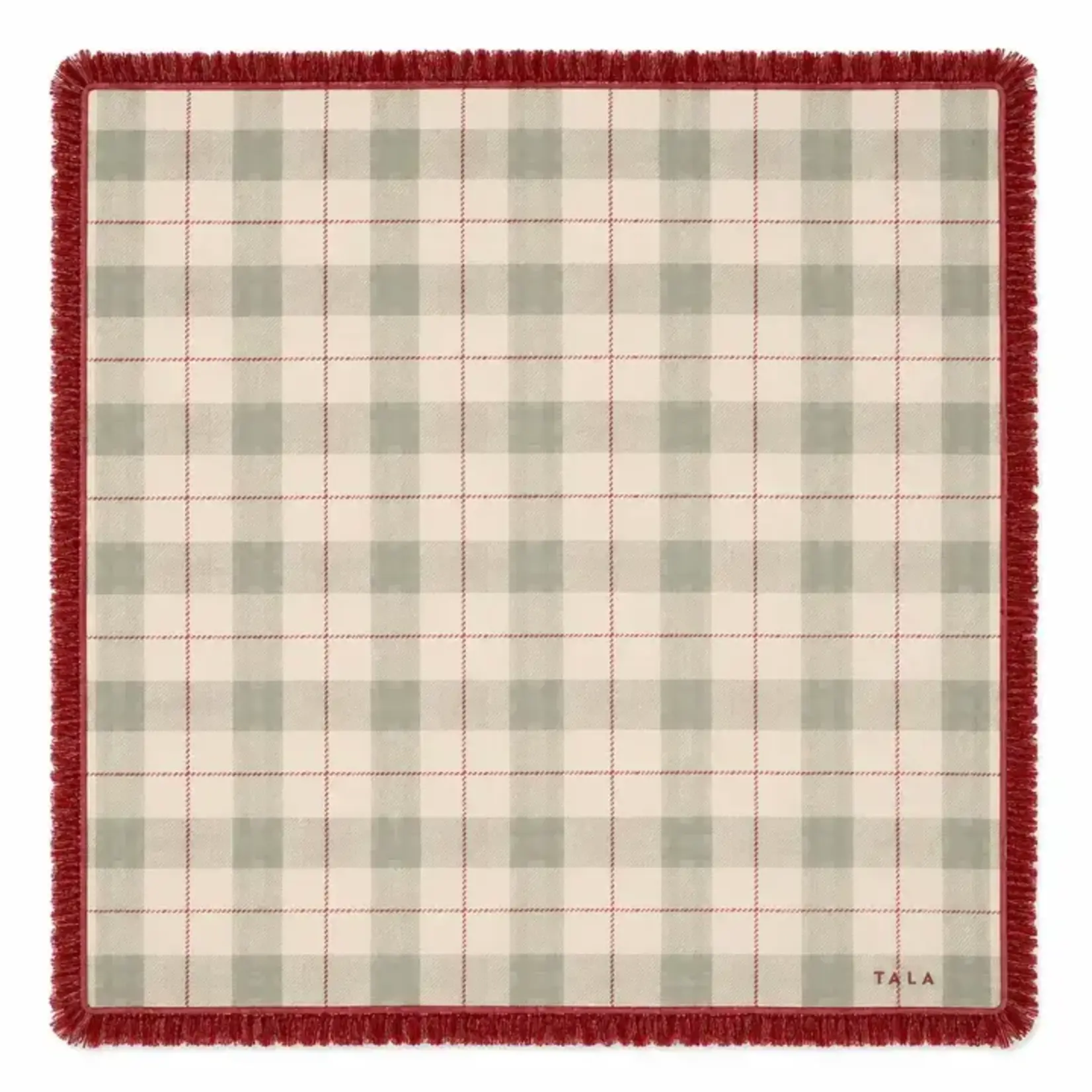 Tala Mahj The Carlyle Mahjong Mat - Holiday Plaid with Red Fringe