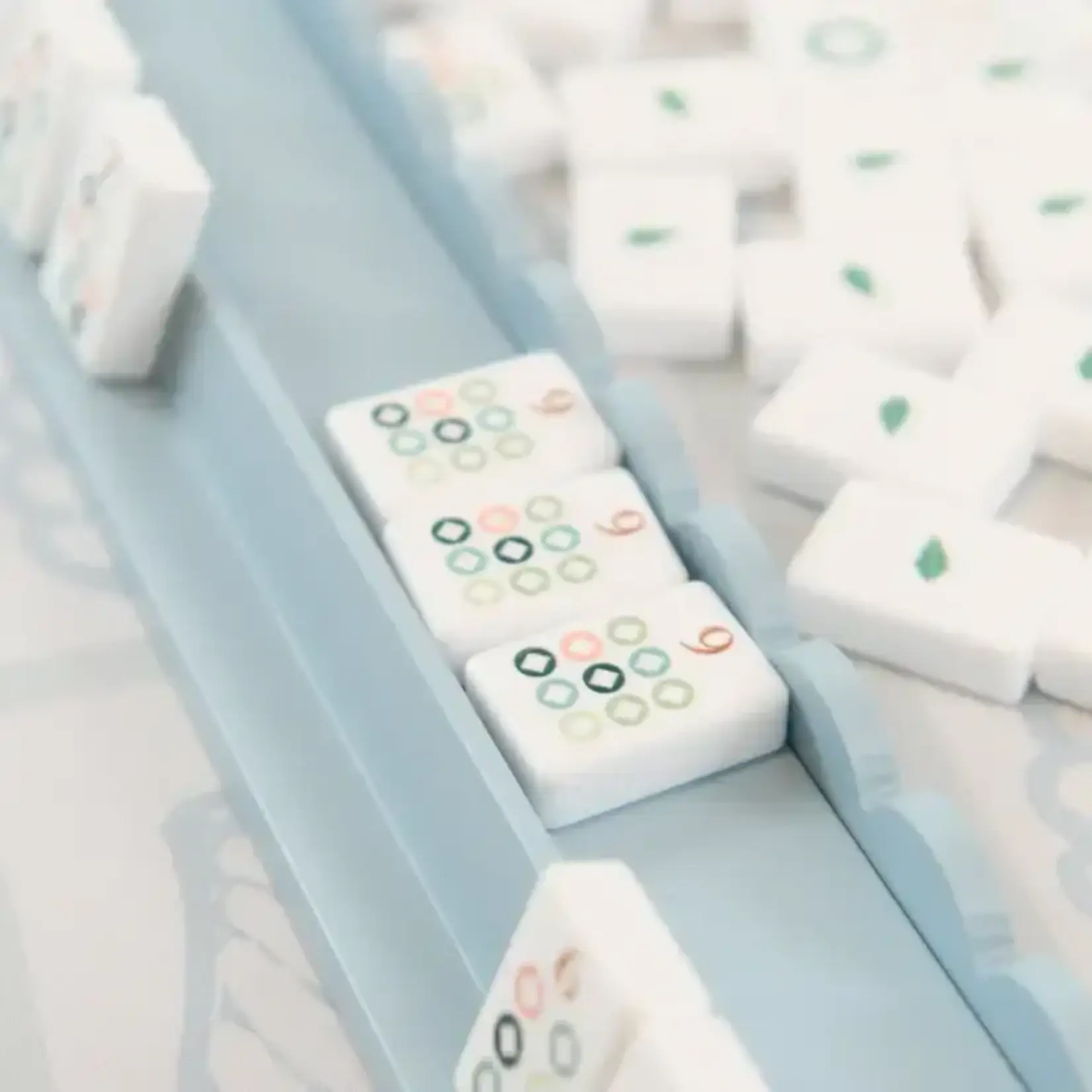 Humble Oak Co Powder Blue Mahjong Racks 20" with Scallop Pushers