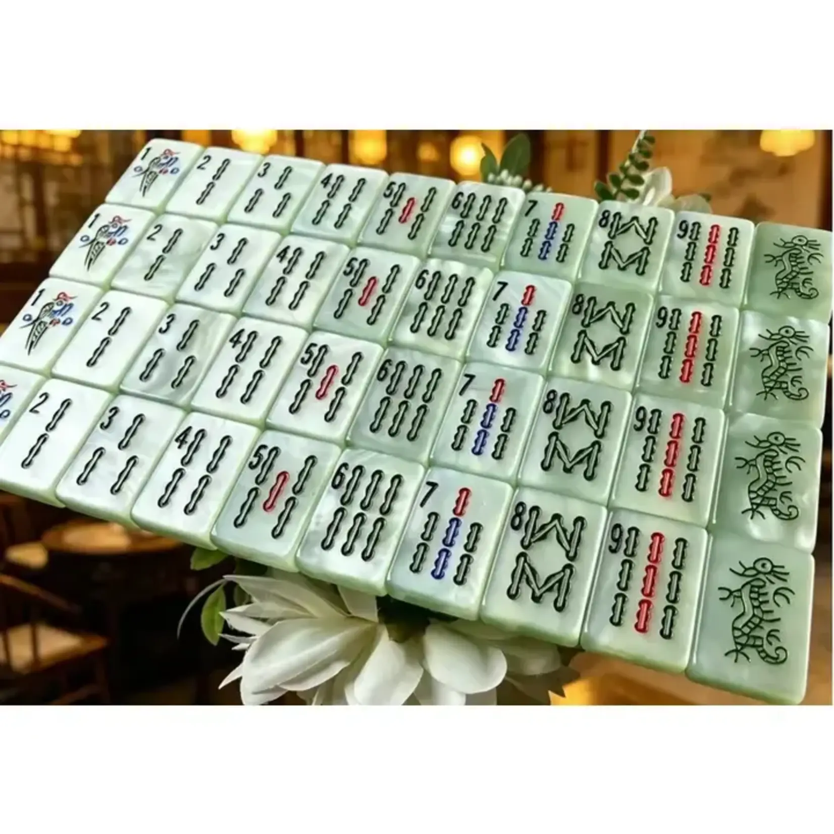 The Southern Peacock Classic Jade Mist Mahjong Tile Set
