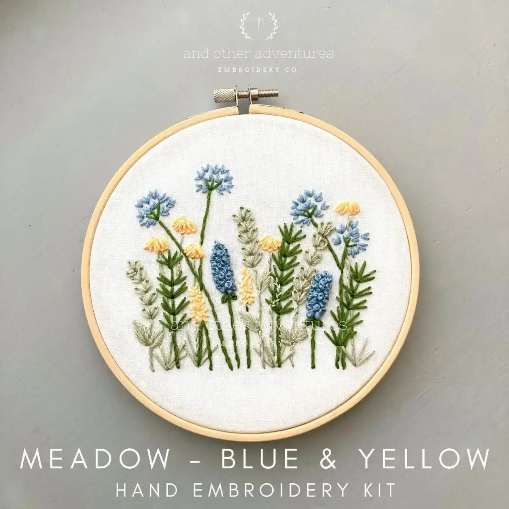 And Other Adventures Embroidery Co Beginner Embroidery Kit - Meadow in Blue & Yellow