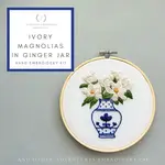 And Other Adventures Embroidery Co Hand Embroidery Kit - Ivory Magnolias in Ginger