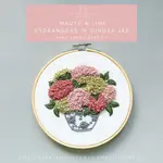 And Other Adventures Embroidery Co Hand Embroidery Kit - Mauve & Lime Hydrangeas in Ginger Jar