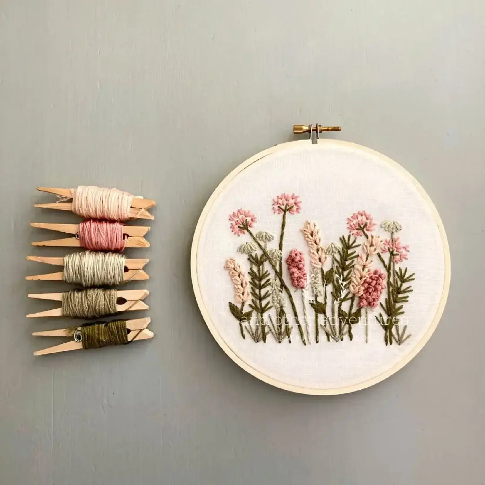 And Other Adventures Embroidery Co Hand Embroidery Kit - Meadow in Blush & Olive