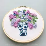 And Other Adventures Embroidery Co Hand Embroidery Kit - Periwinkle Lilacs in Ginger Jar