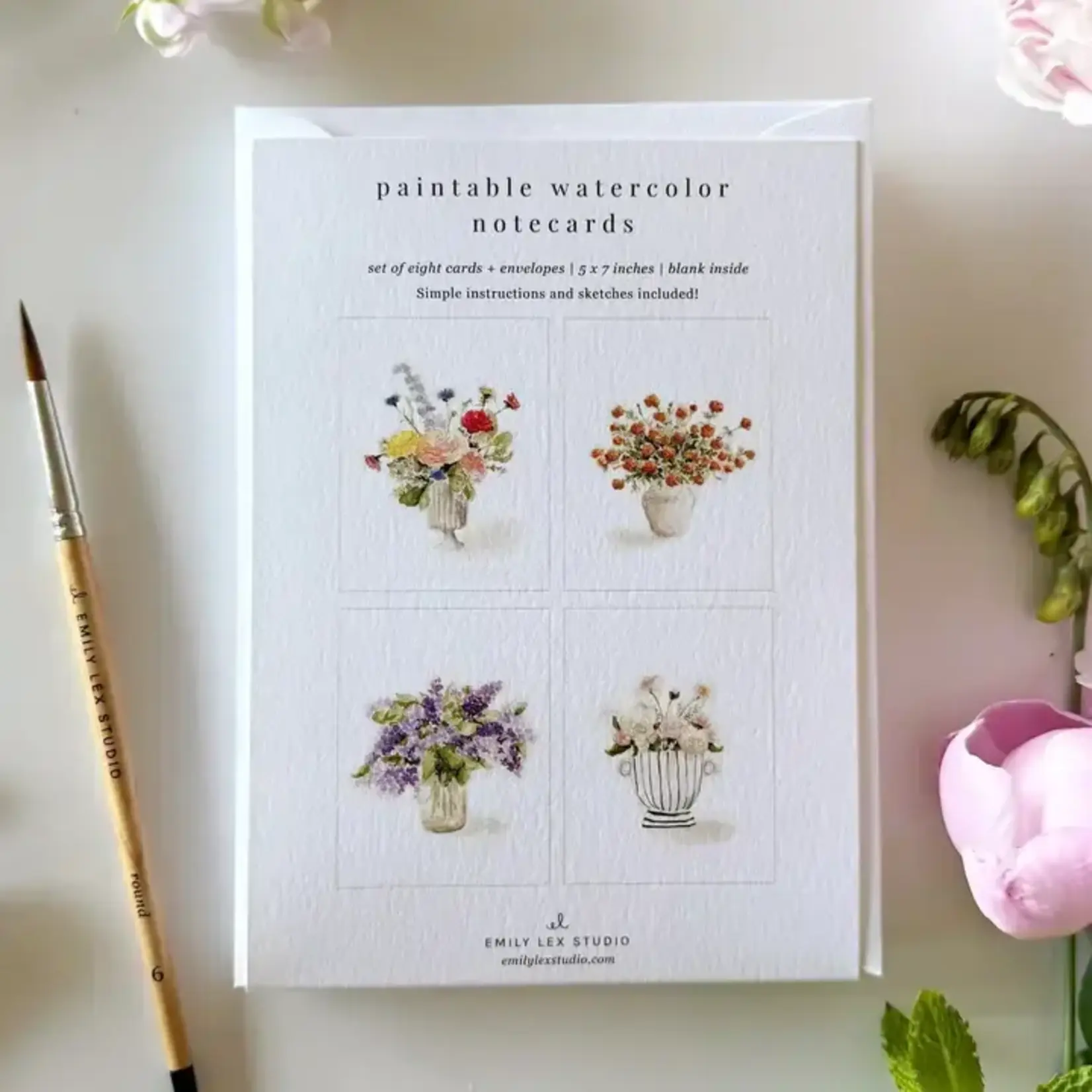 emily lex studio Bouquets Paintable Watercolor Notecard Set