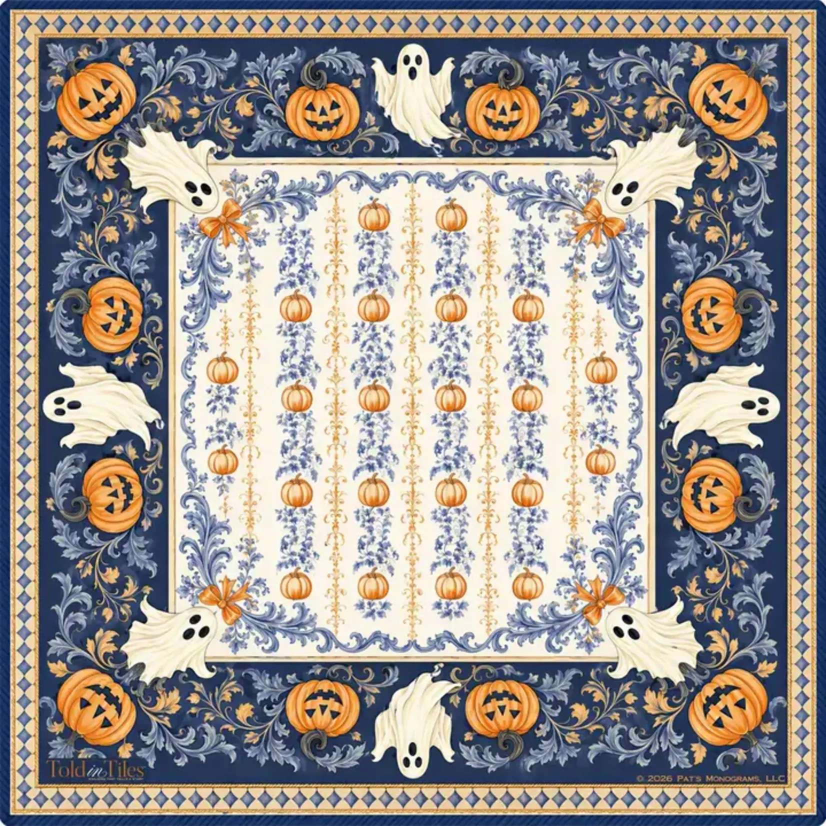 Pat's Monograms Trick or Tiles Halloween Mahjong Mat