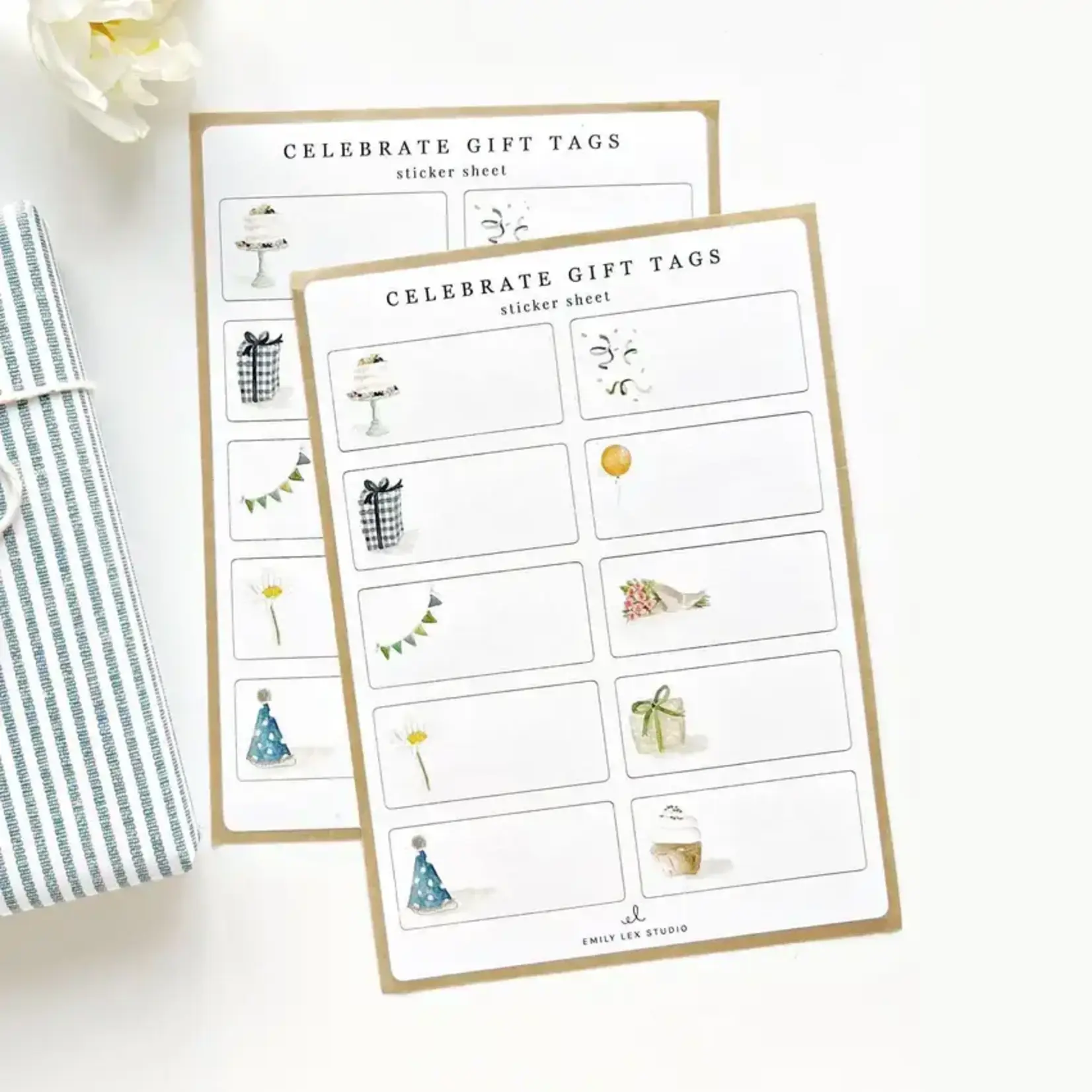 emily lex studio Celebrate Gift Tag Label Sticker Sheets