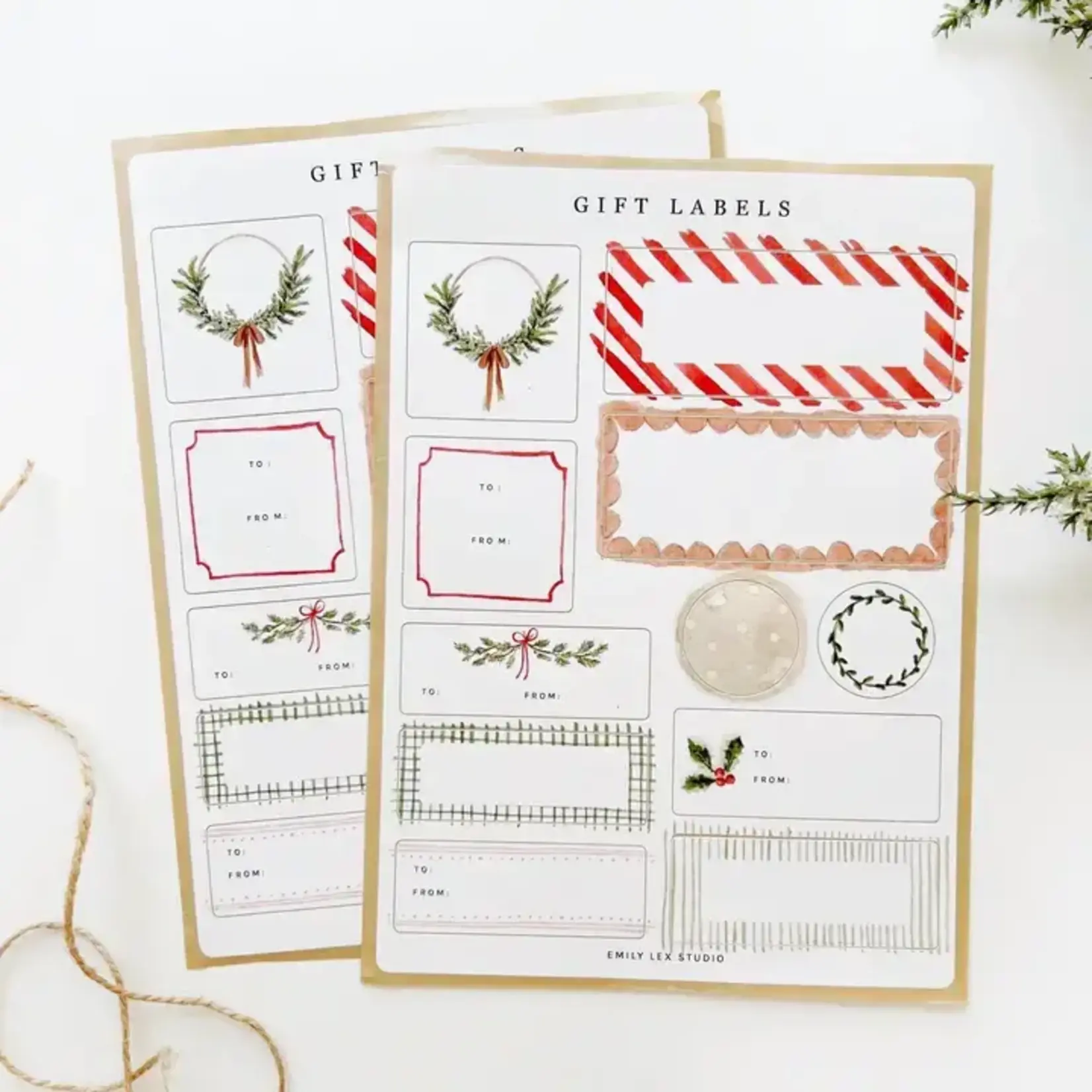 emily lex studio Christmas Gift Tag Label Sticker Sheets
