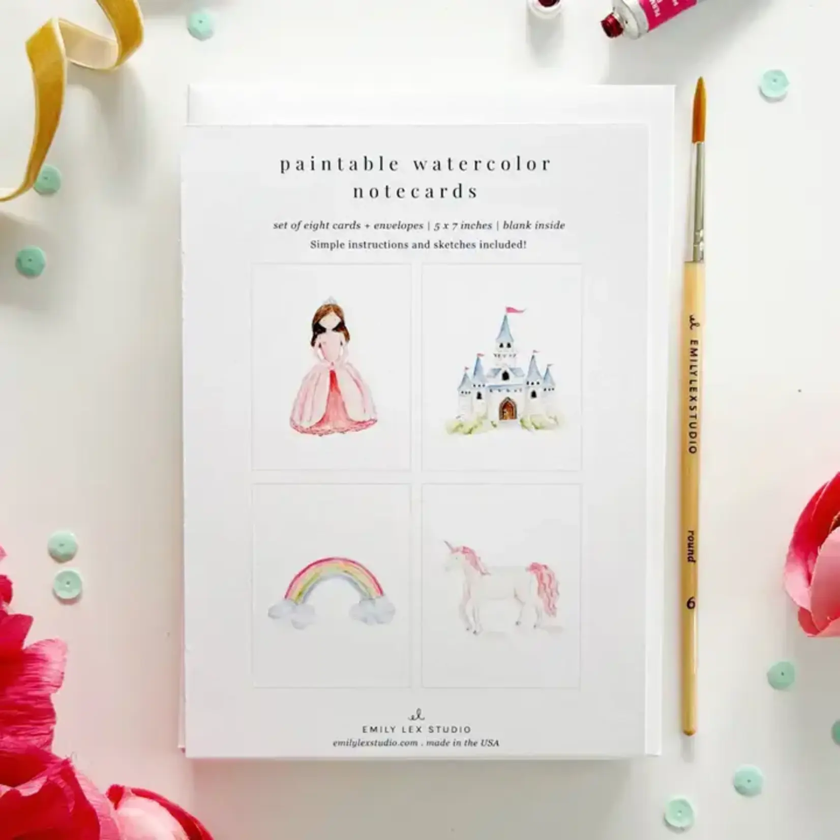 emily lex studio Fairytale Paintable Watercolor Notecard Set