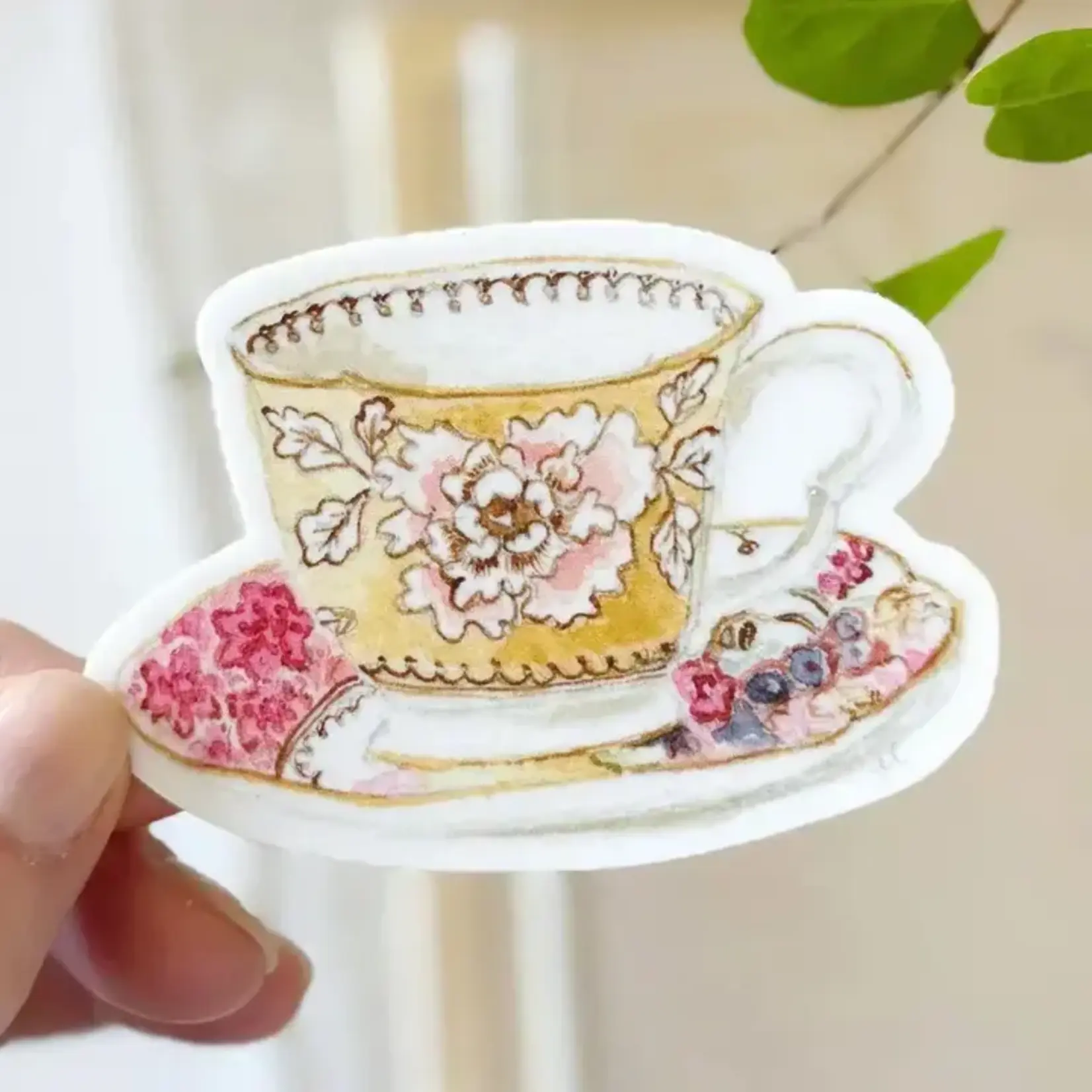 emily lex studio Yellow Teacup Sticker