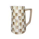 MacKenzie-Childs mocha check farmhouse pitcher