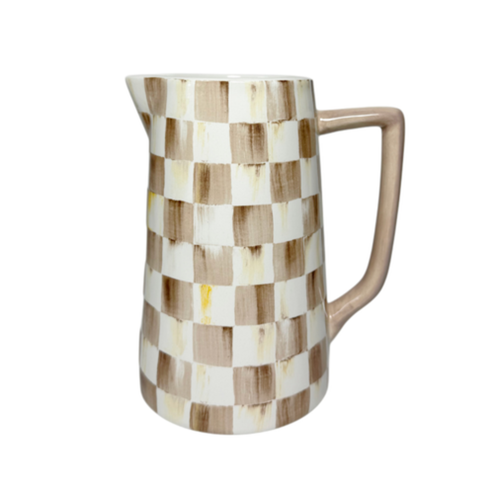MacKenzie-Childs mocha check farmhouse pitcher