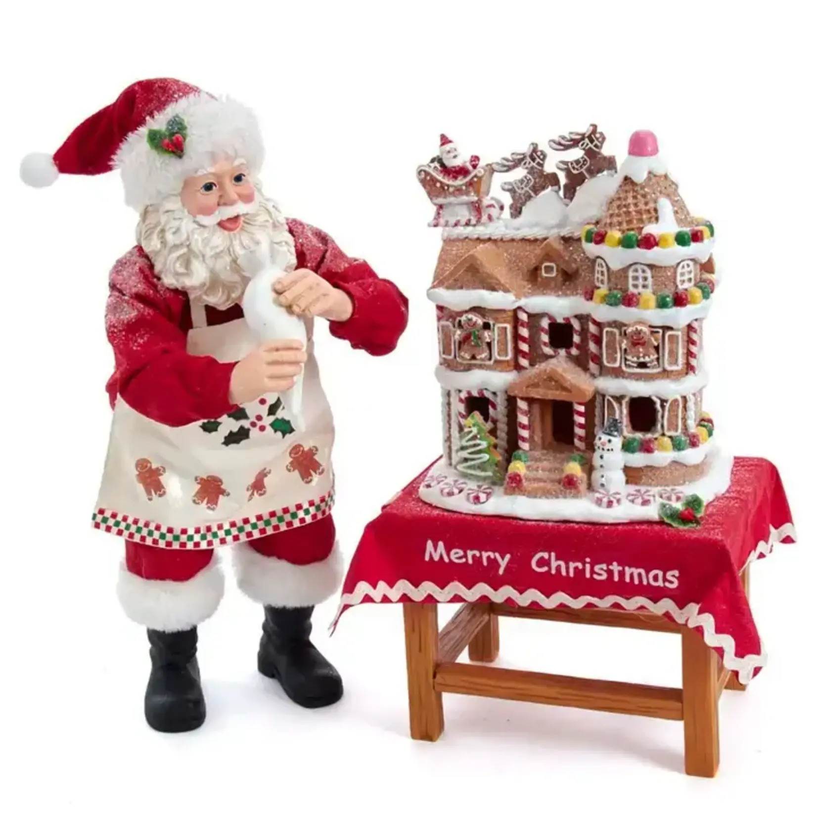 Kurt S. Adler 10.5" Santa W/Led Gingerbread House