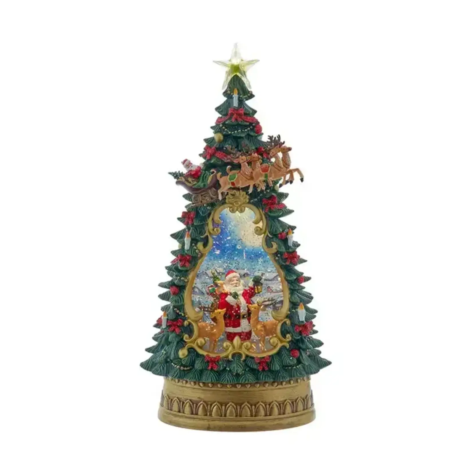 Kurt S. Adler 13.4" LED Santa/Deer Tree+Water