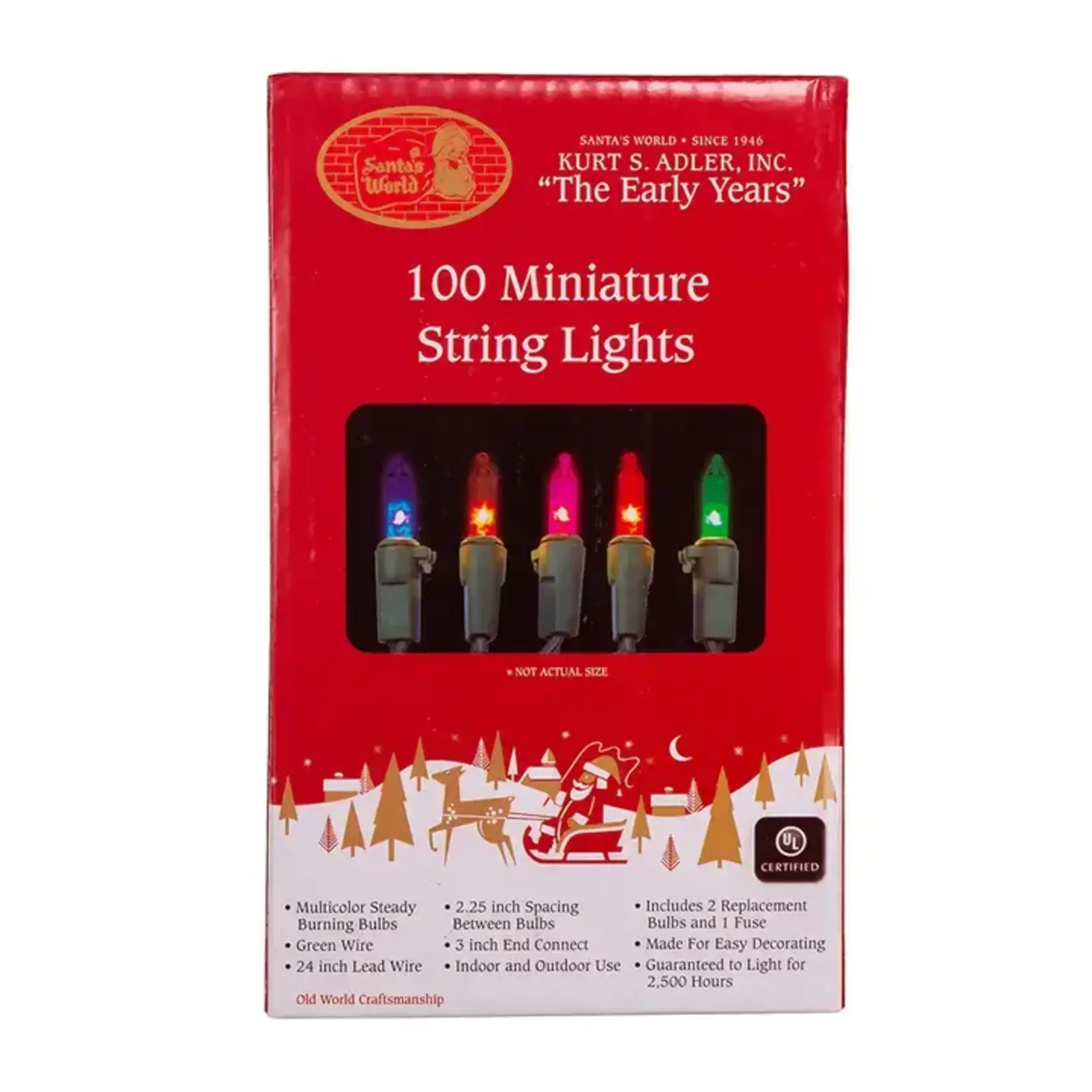 Kurt S. Adler Ul 100L Multicolor Incand Garland Wire Light Set