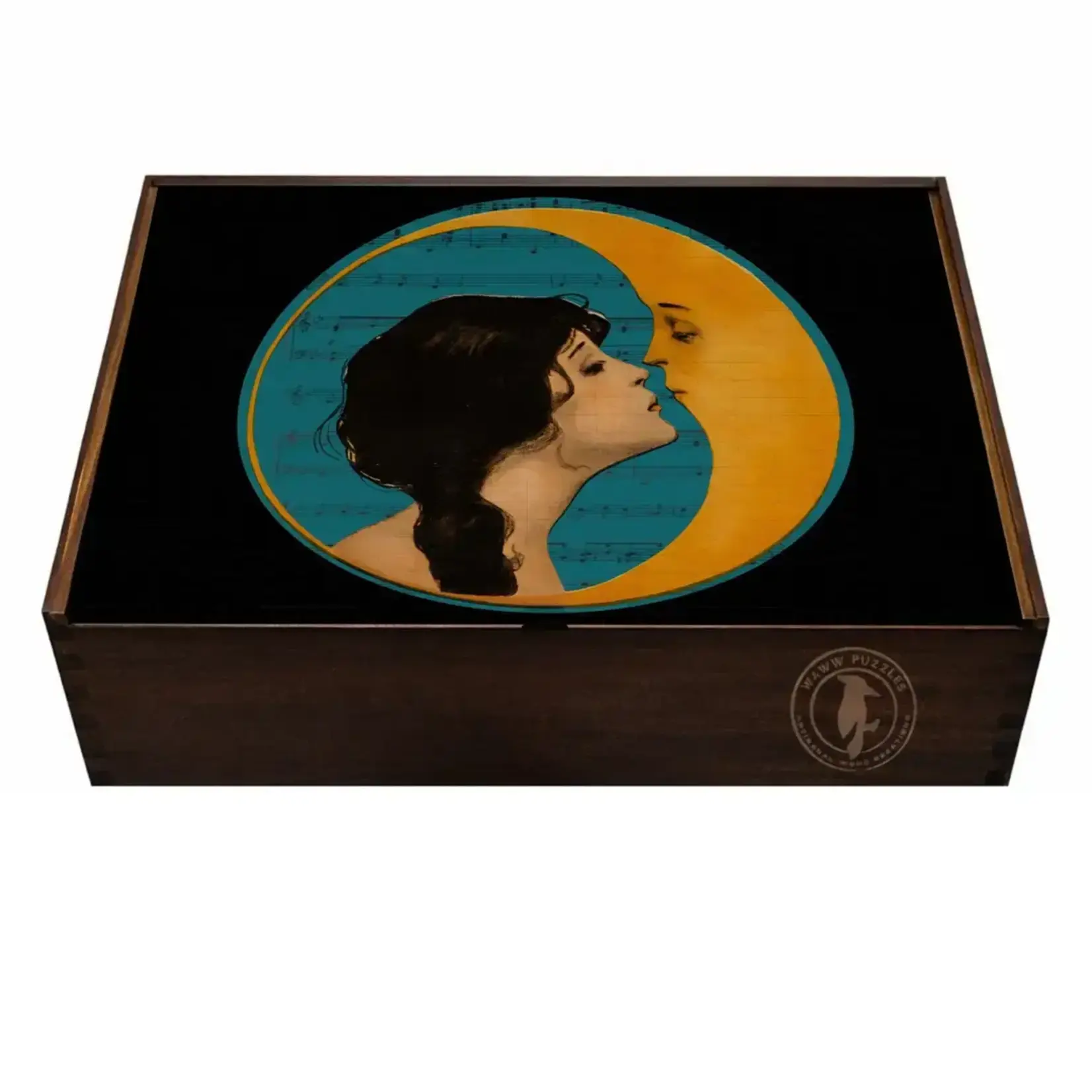 WAWW  Artisanal Wooden Puzzles Round Old Dixie Moon: 1920s Vintage Celestial Wooden Jigsaw Puzzle  550 Pcs