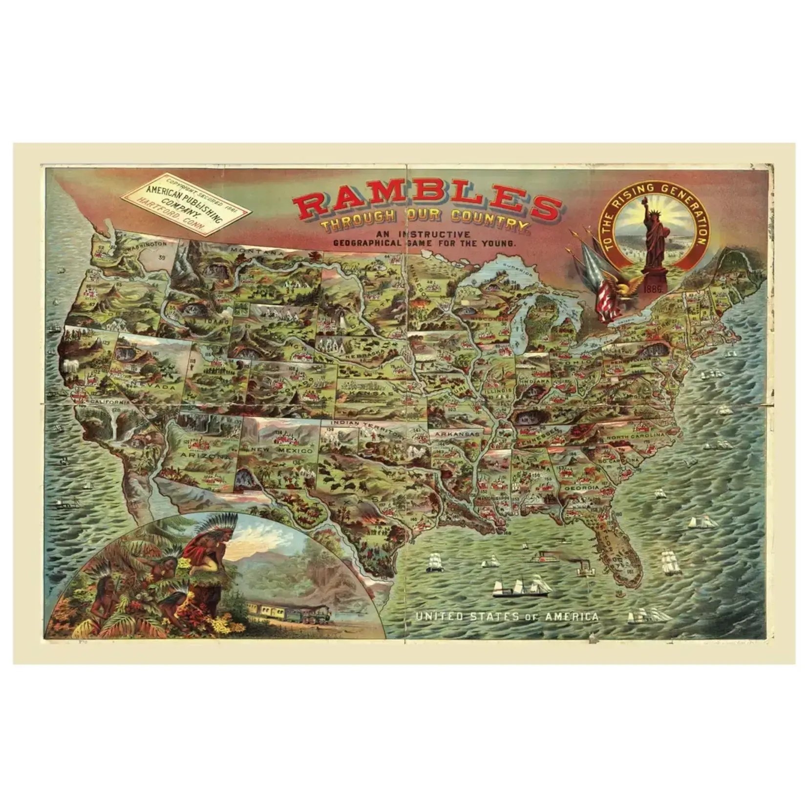 WAWW  Artisanal Wooden Puzzles USA Vintage Map Wooden Puzzle  300-Pcs