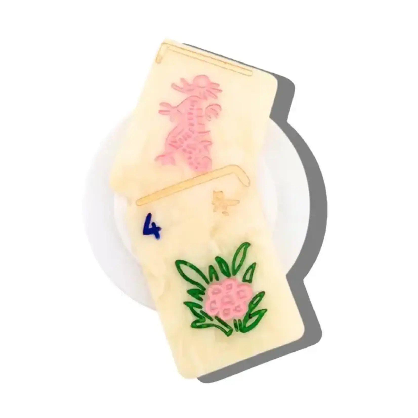 Solar Eclipse Hand-Painted Flower Mahjong Gripcharm