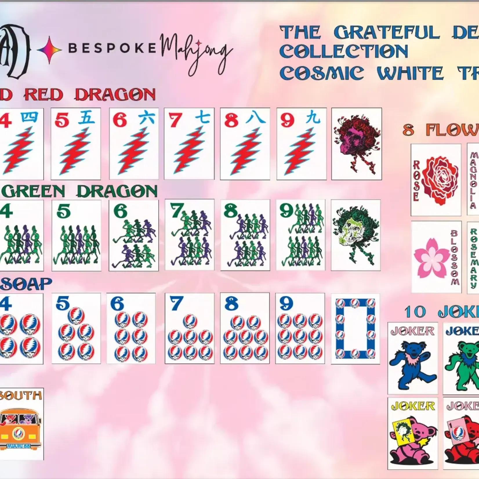 Bespoke Mahjong Grateful Dead x Bespoke Mahjong Travel Tiles Kit - COSMIC WHITE PEARL