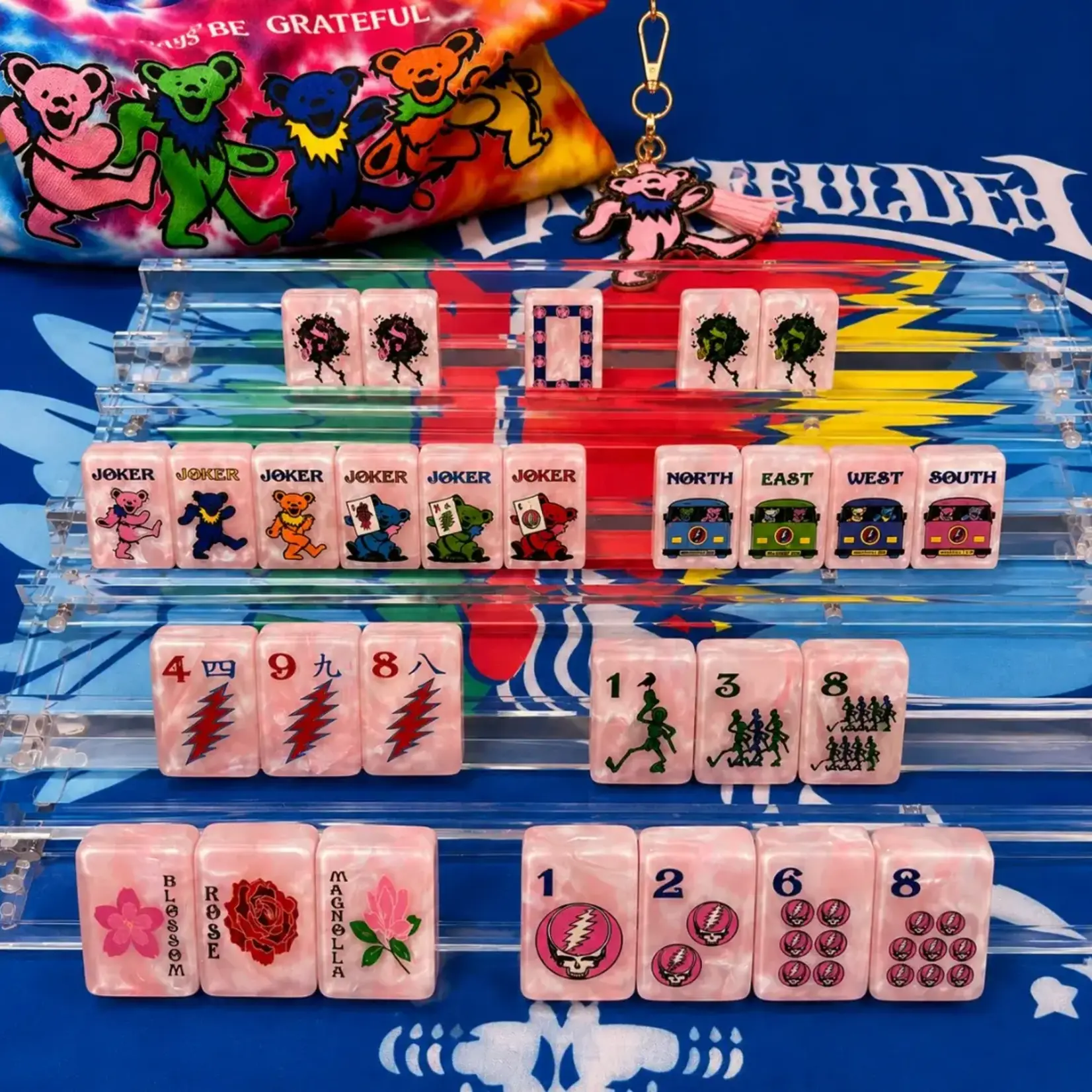 Bespoke Mahjong Grateful Dead x Bespoke Mahjong - ROSE PINK TIE DYE PEARL