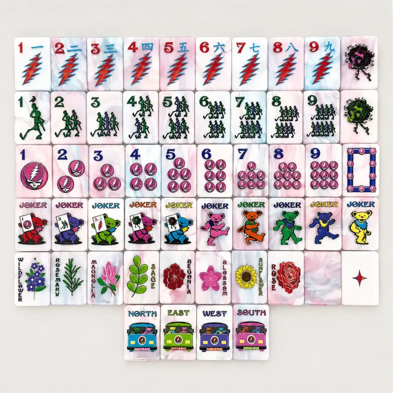 Bespoke Mahjong Grateful Dead x Bespoke Mahjong - ROSE PINK TIE DYE PEARL