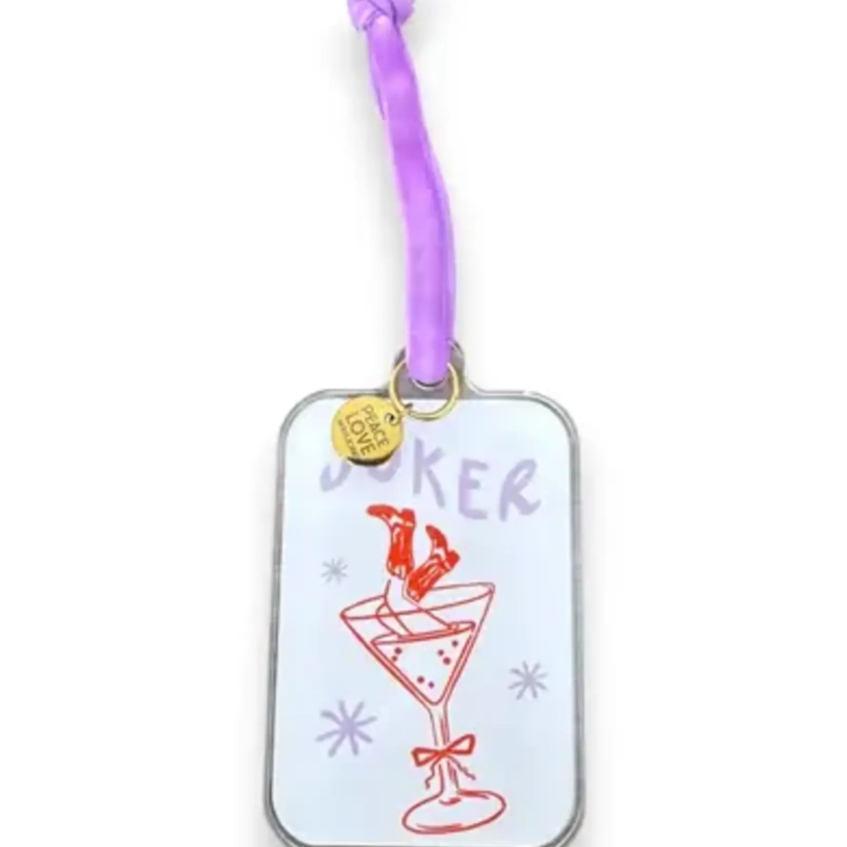 Peace Love Mahjong Cocktail Joker Acrylic Mahjong Ornament