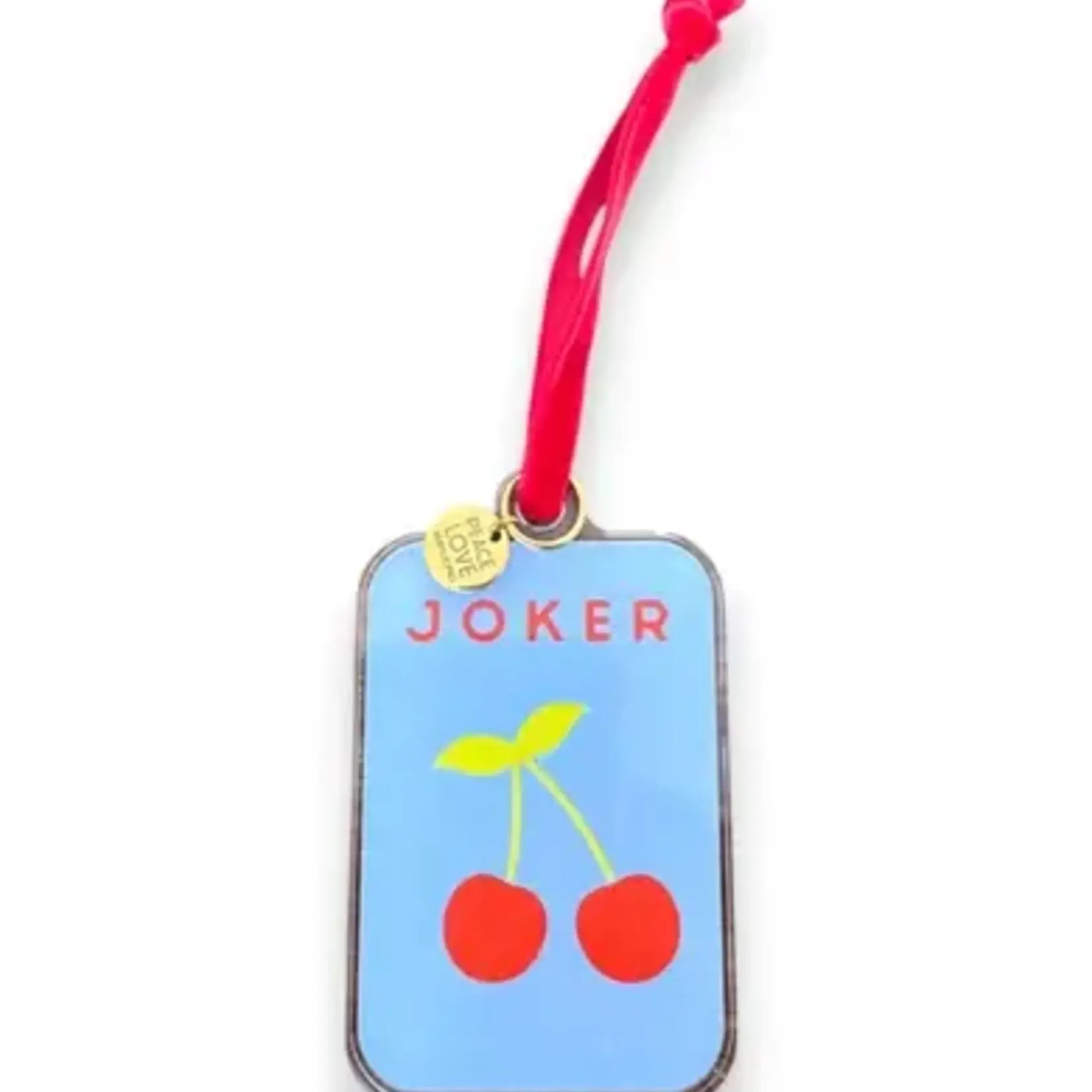 Peace Love Mahjong Mod French Blue Cherries Joker Acrylic Mahjong Ornament