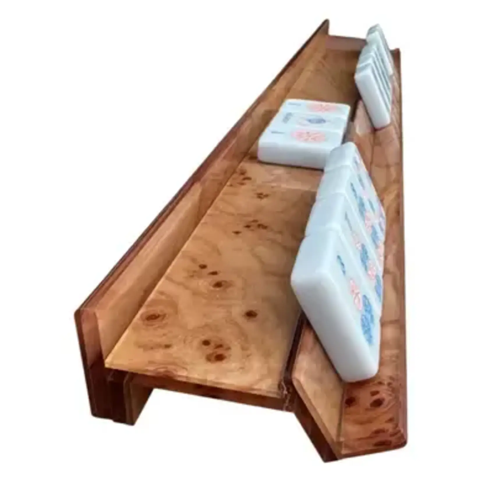 Peace Love Mahjong Acrylic Burlwood Mahjong Racks & Pushers (Set of 4)