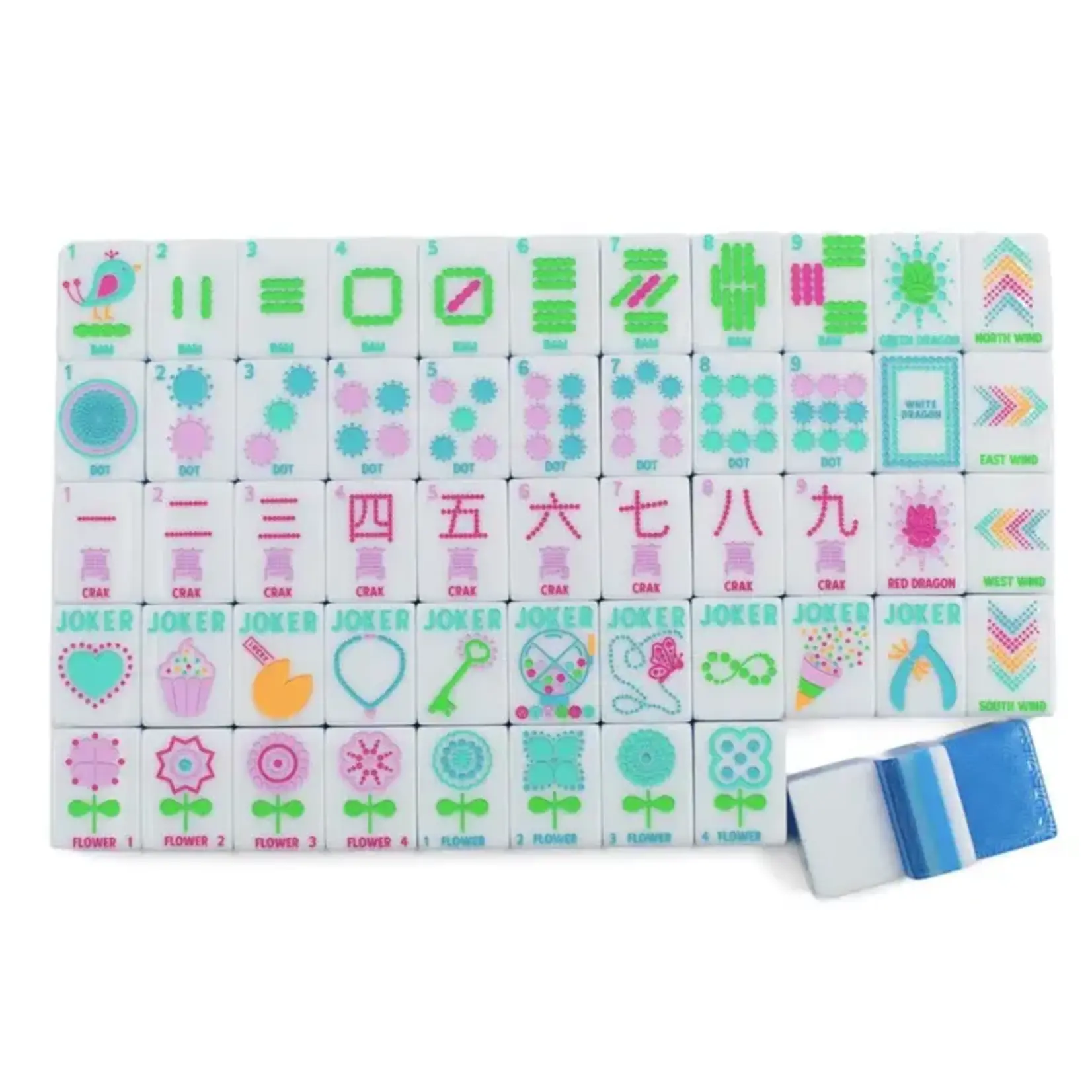 My Fair Mahjong Calm Blue Crystal Confetti Mahjong Tiles