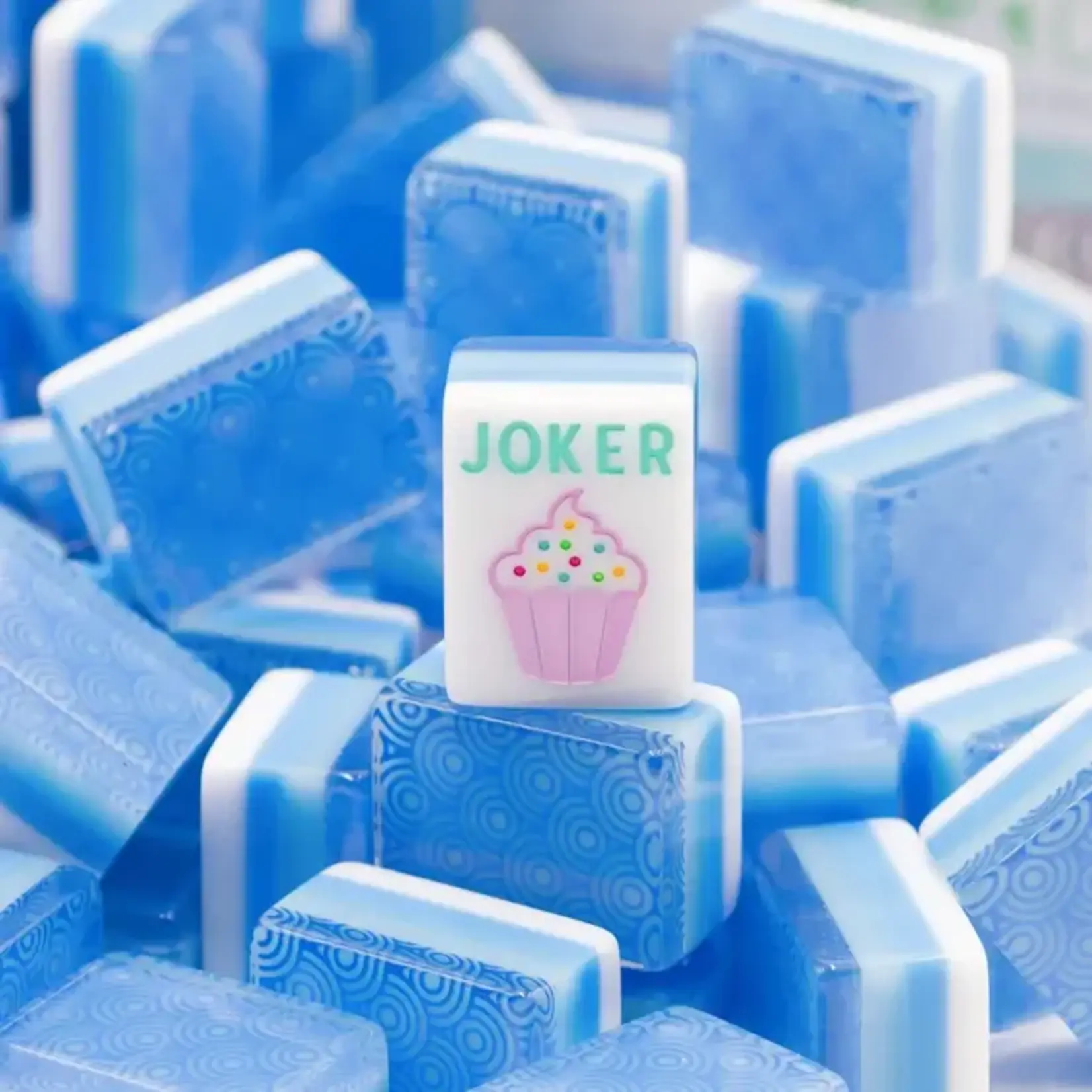 My Fair Mahjong Calm Blue Crystal Confetti Mahjong Tiles