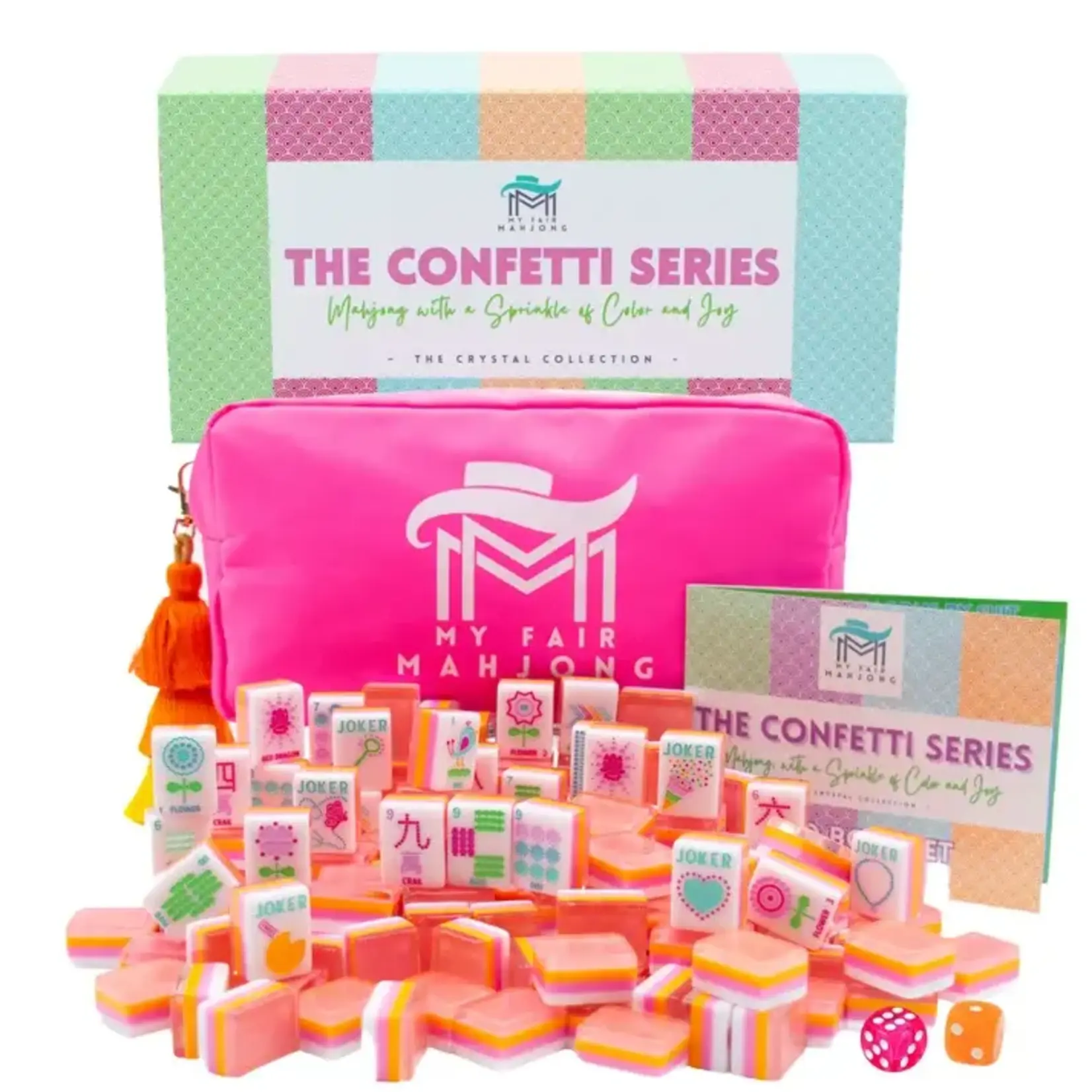 My Fair Mahjong Sorbet Pink Crystal Confetti Mahjong Tiles