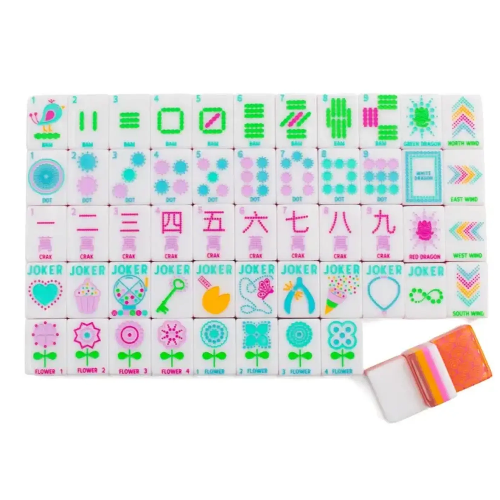 My Fair Mahjong Sorbet Pink Crystal Confetti Mahjong Tiles