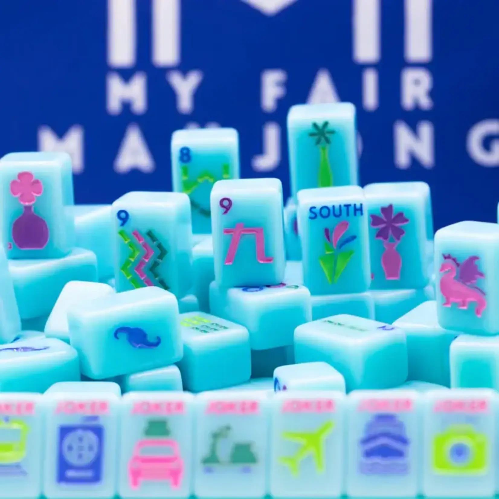 My Fair Mahjong Blue Mini Anywhere Series Travel Mahjong