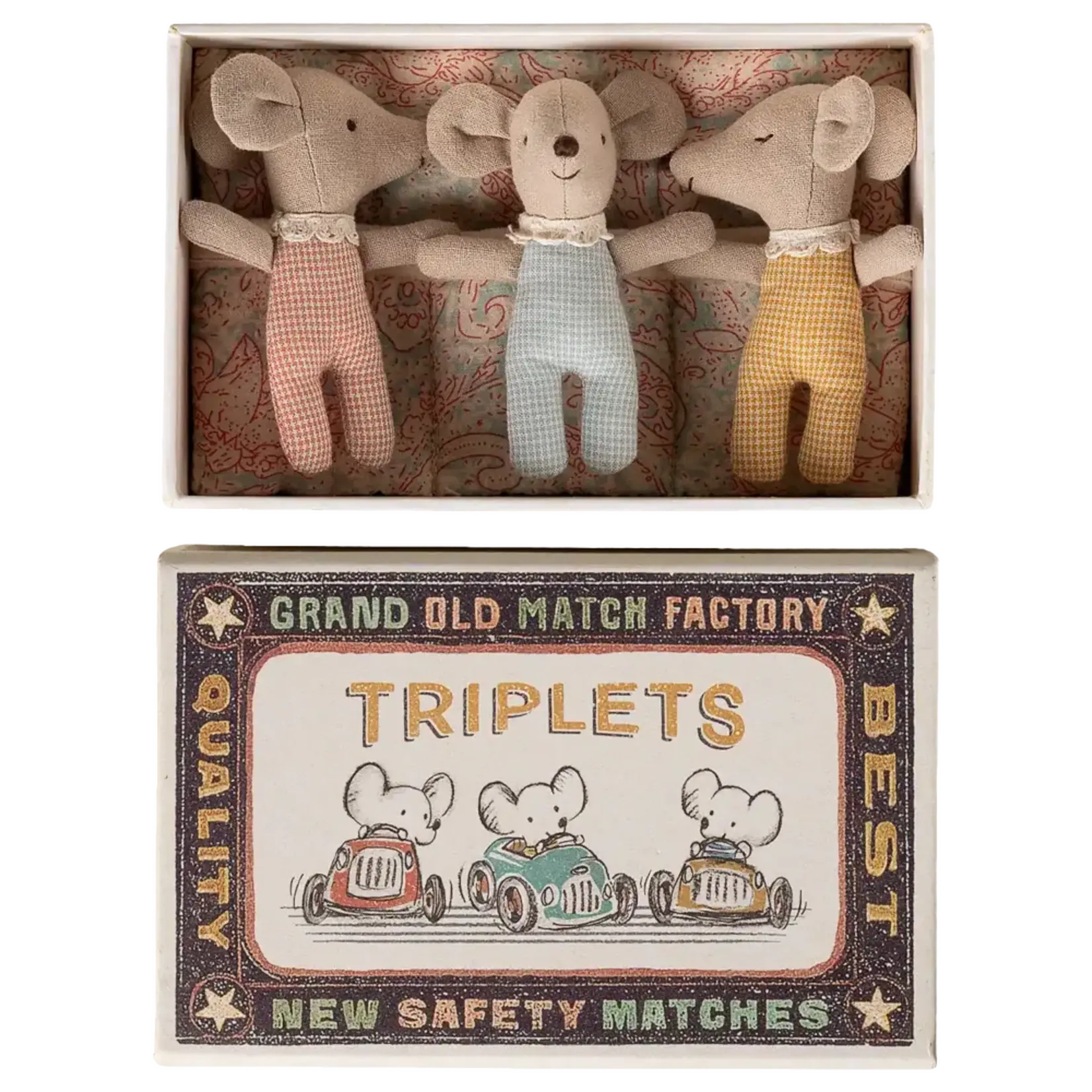 Maileg USA Triplets, Baby mice in matchbox - Checker