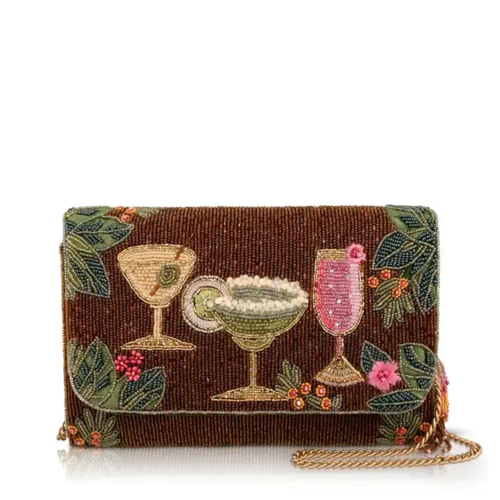 Cheers To Paradise Cocktails Beaded Crossbody Handbag