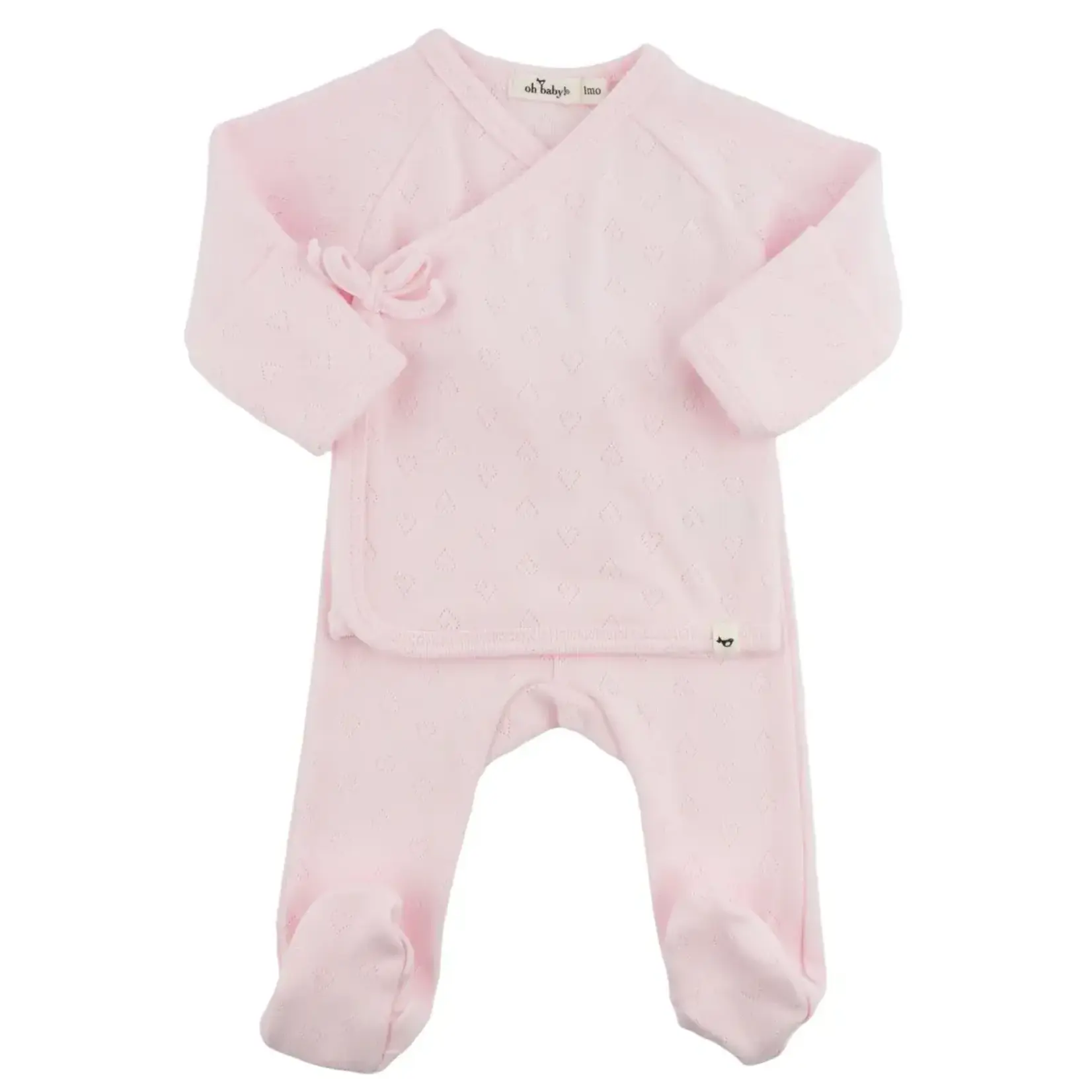 Oh Baby! Hearts Pointelle 2pc Set Pale Pink