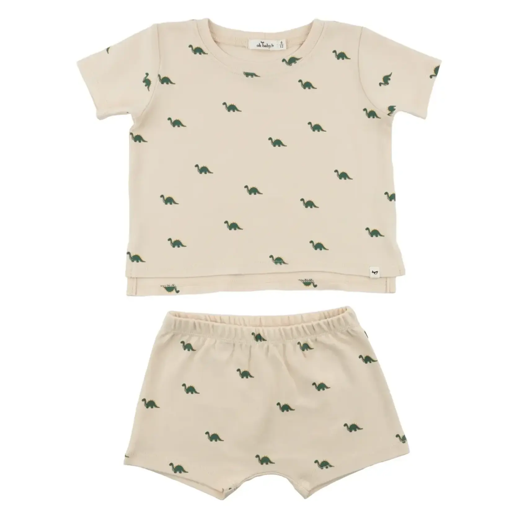 Oh Baby! Natural Mini Dinos Shorts Set